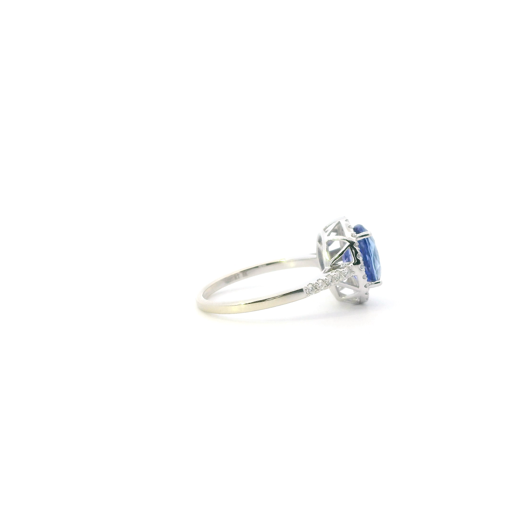 14K White Gold Tanzanite & Diamond Women's Ring -0.22ct