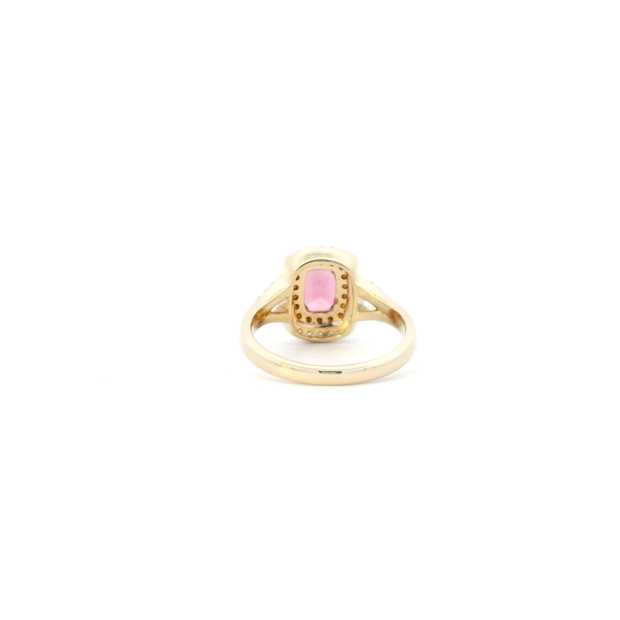 14K Yellow Gold Pink Tourmaline & Orange Diamond Women's Ring-0.35ct