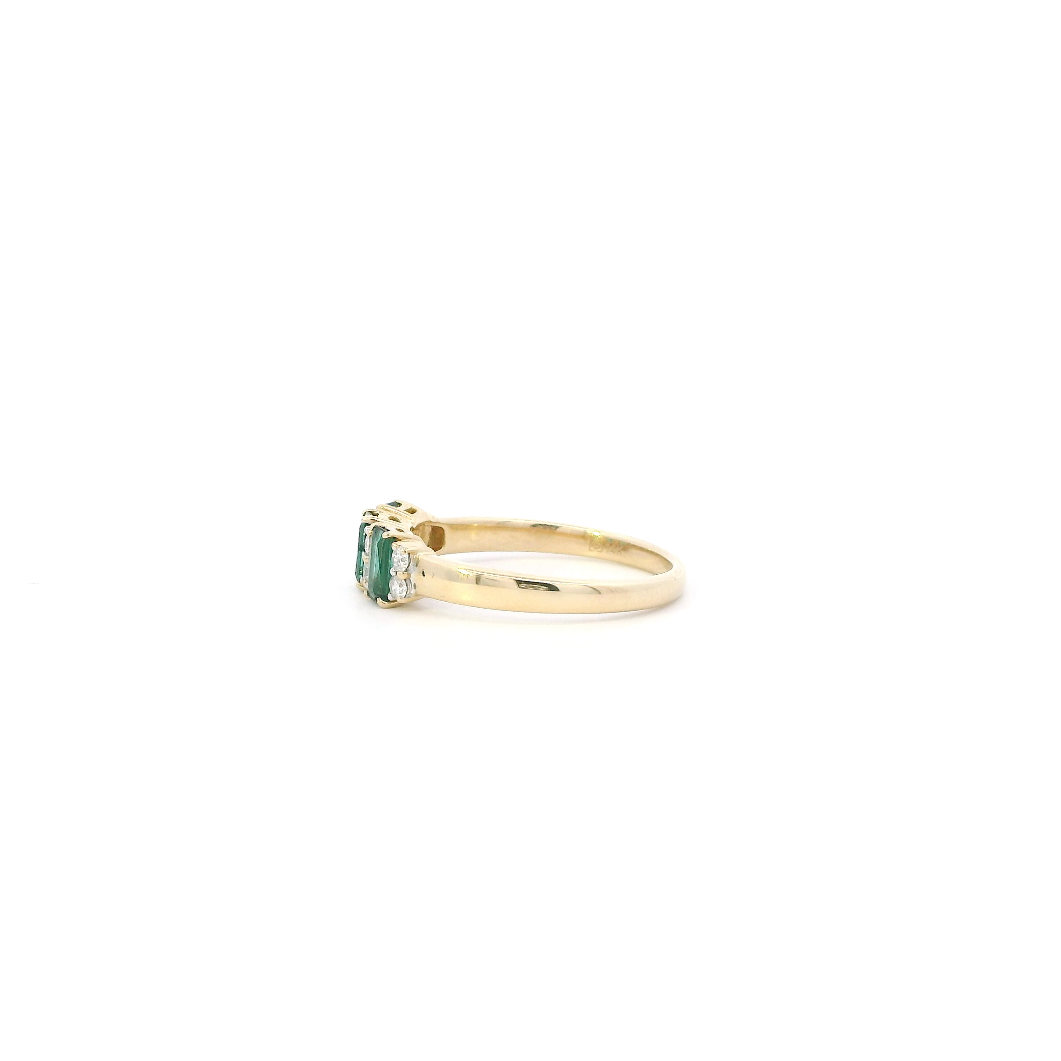 14K Yellow Gold Green Tourmaline & Diamond Women's Ring-0.16ct
