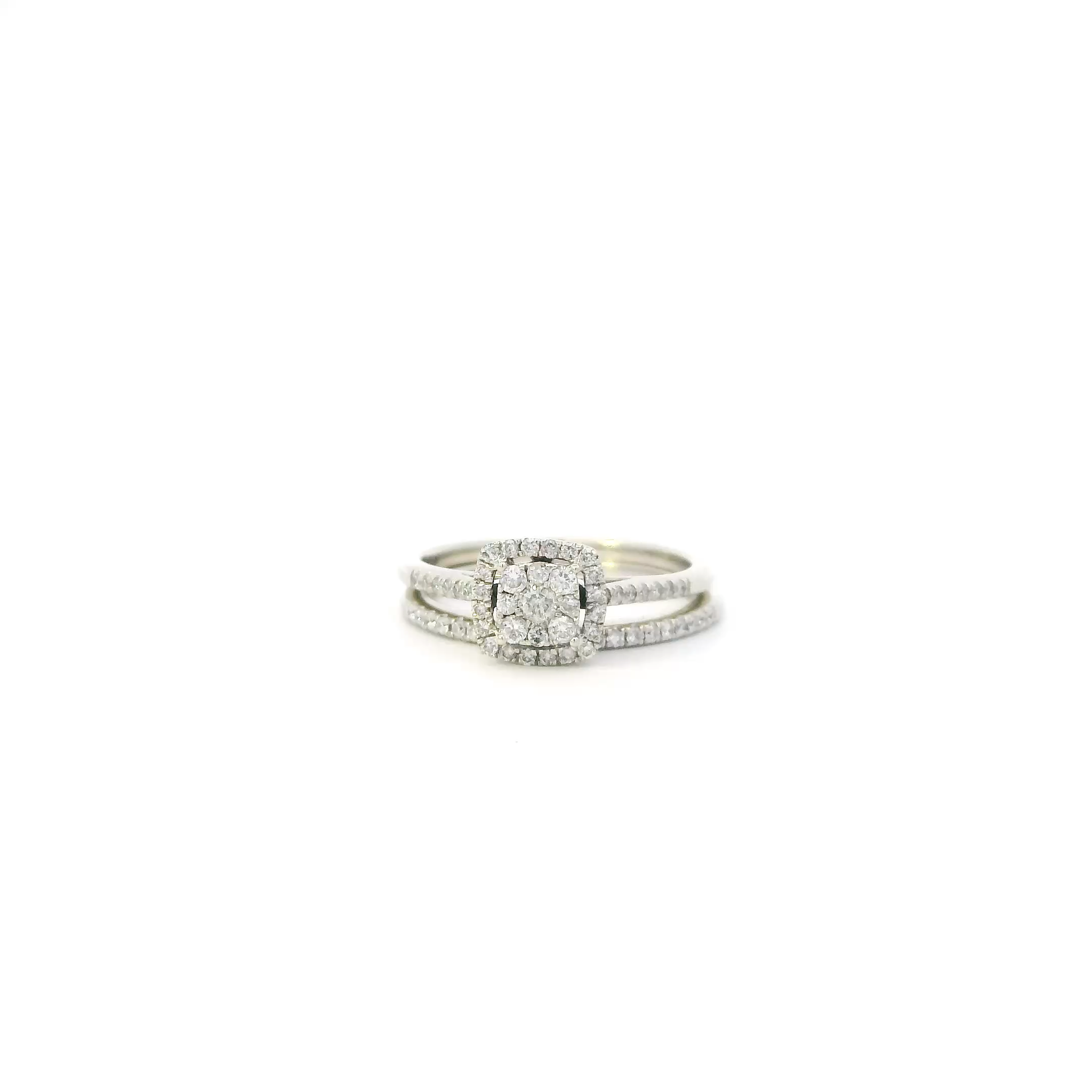 10K White Gold Diamond Engagement & Wedding Women's Ring Set -0.40ct