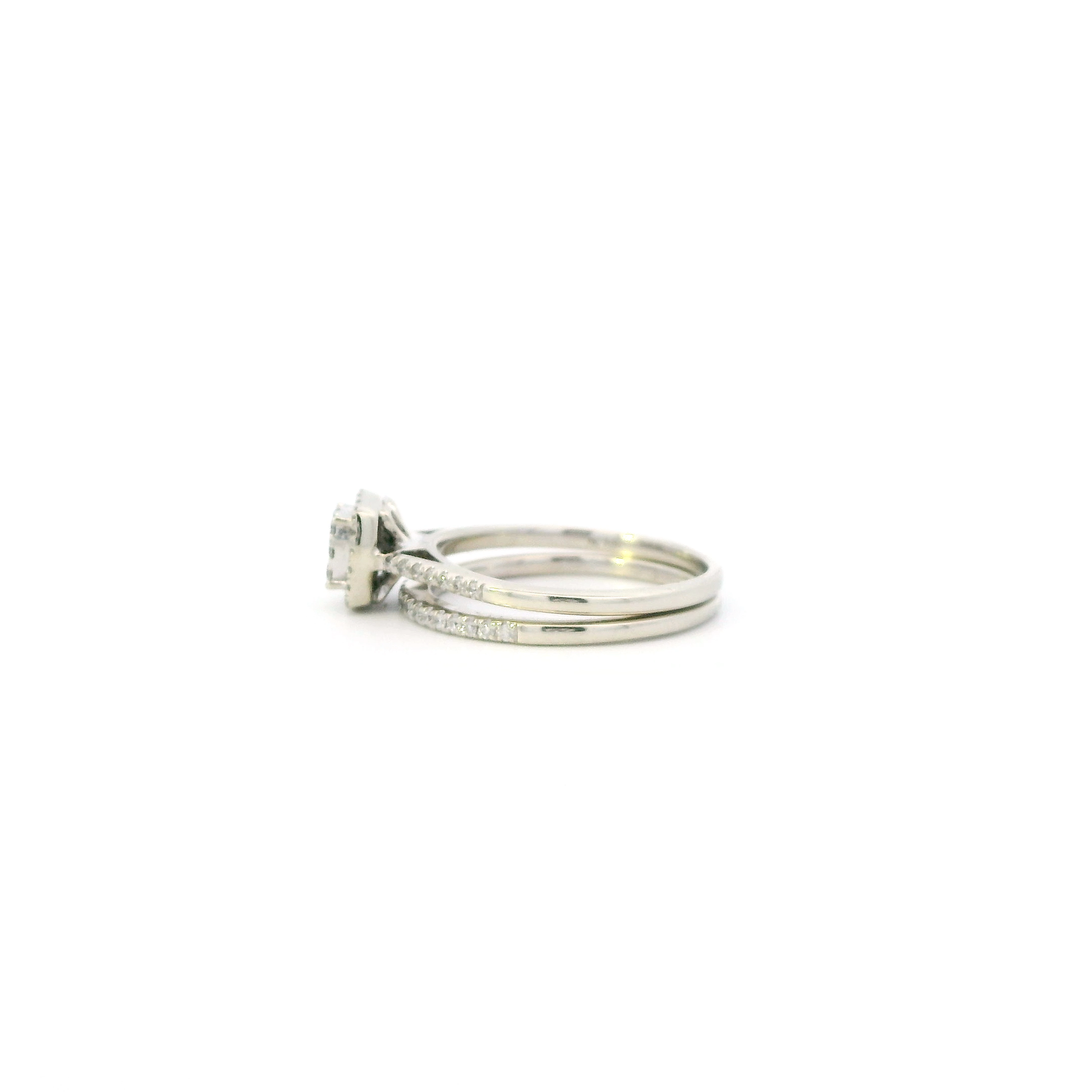 10K White Gold Diamond Engagement & Wedding Women's Ring Set -0.40ct