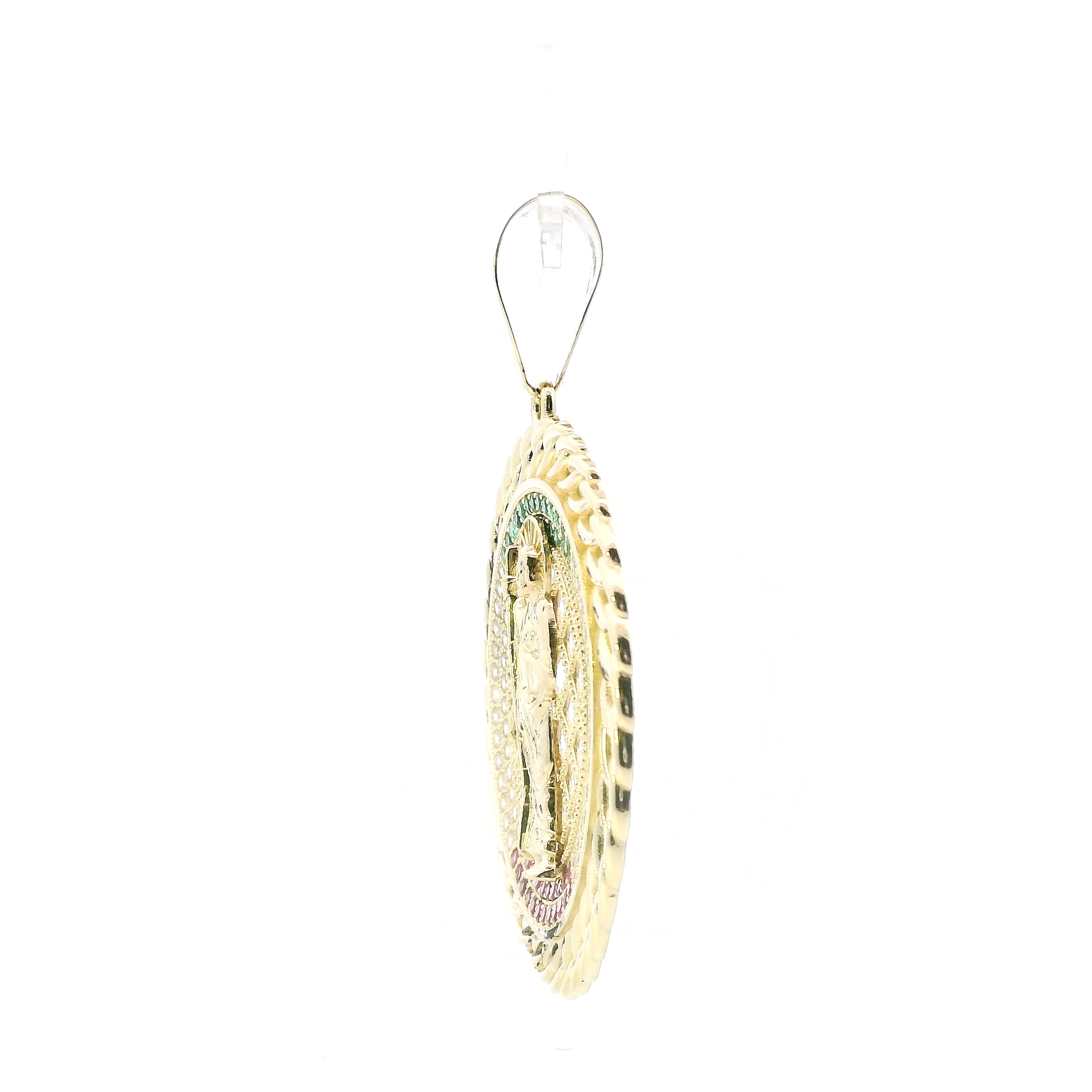 14K Yellow Gold San Judas Curb Outline Pendant