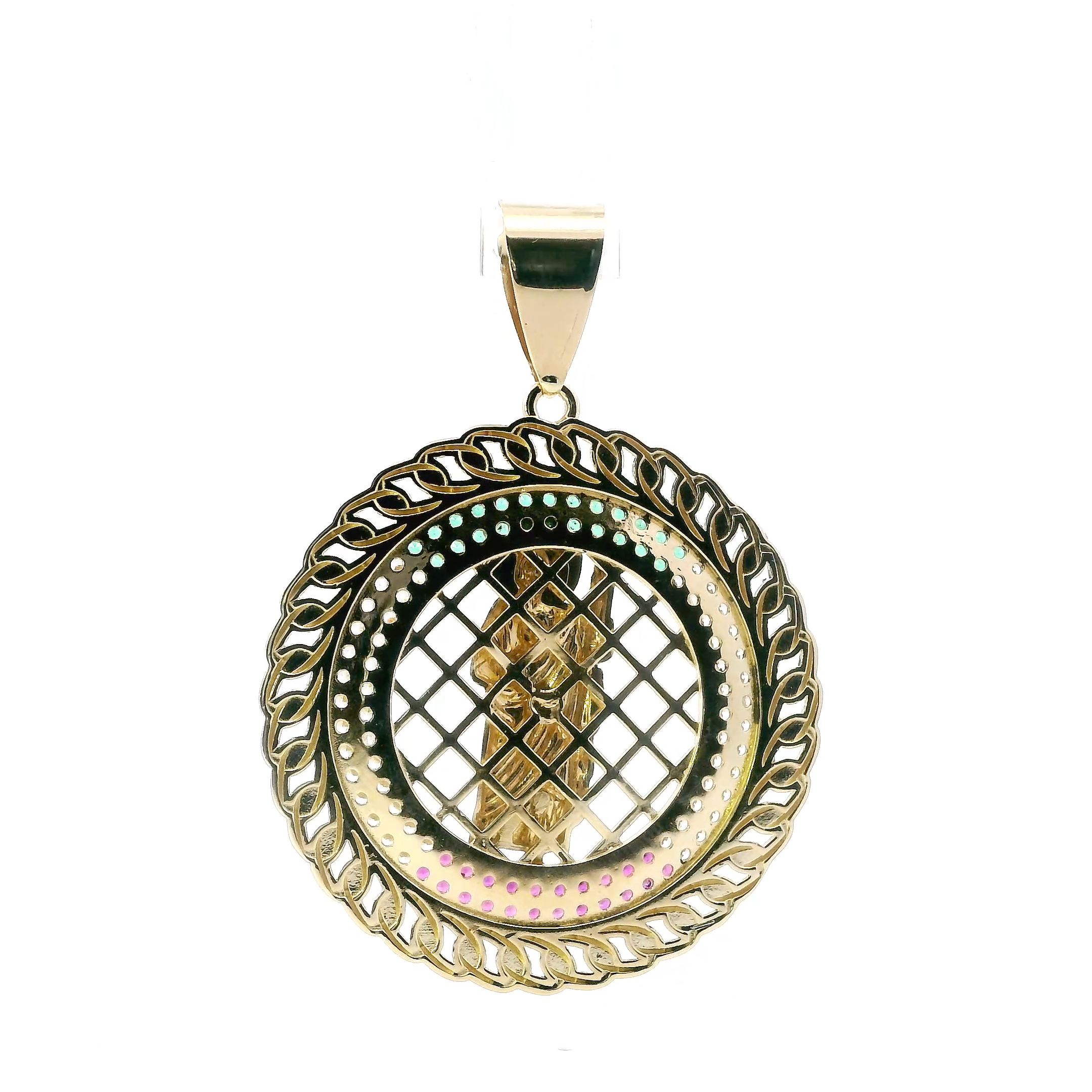 14K Yellow Gold San Judas Curb Outline Pendant