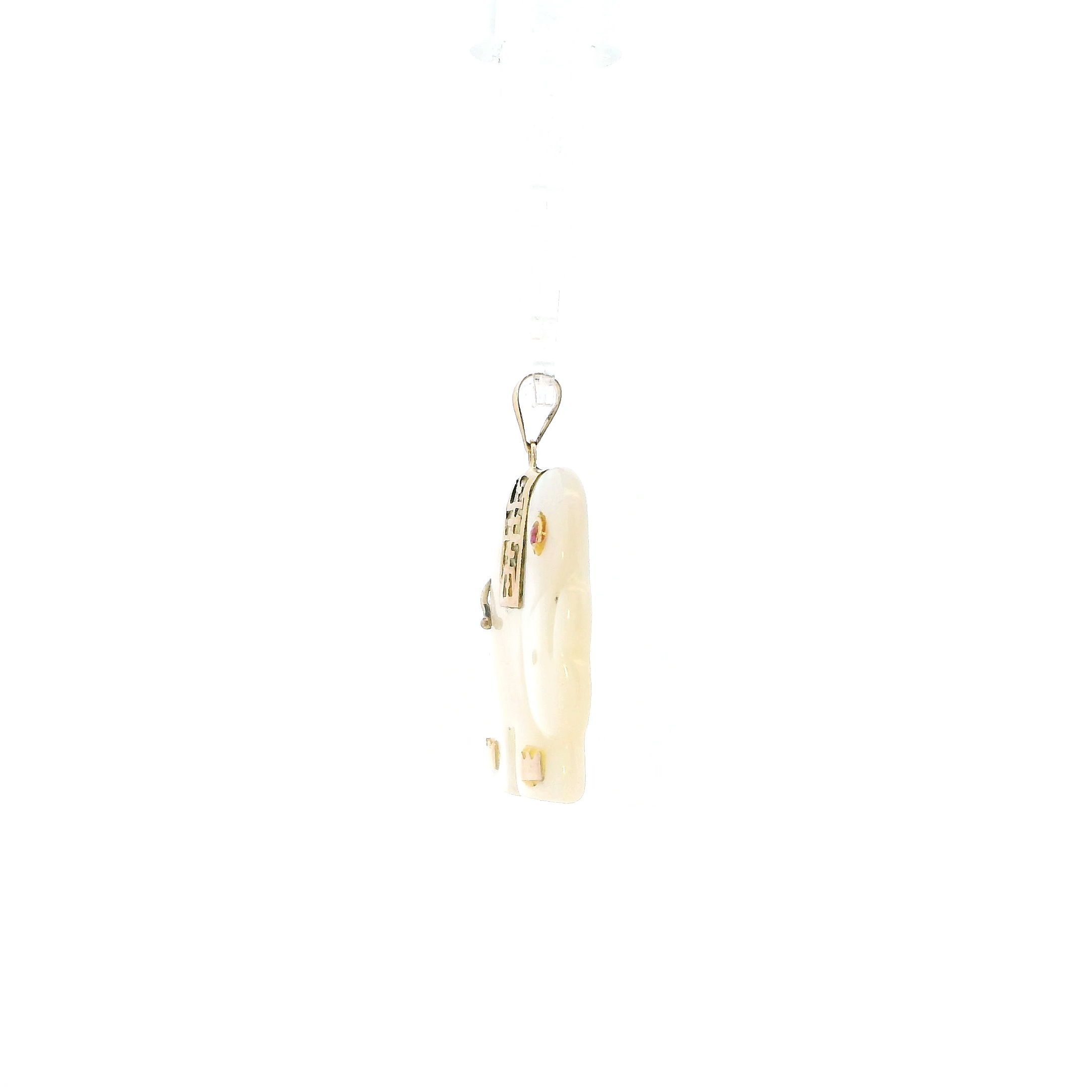 10K Yellow Gold Mother of Pearl Elephant Pendant
