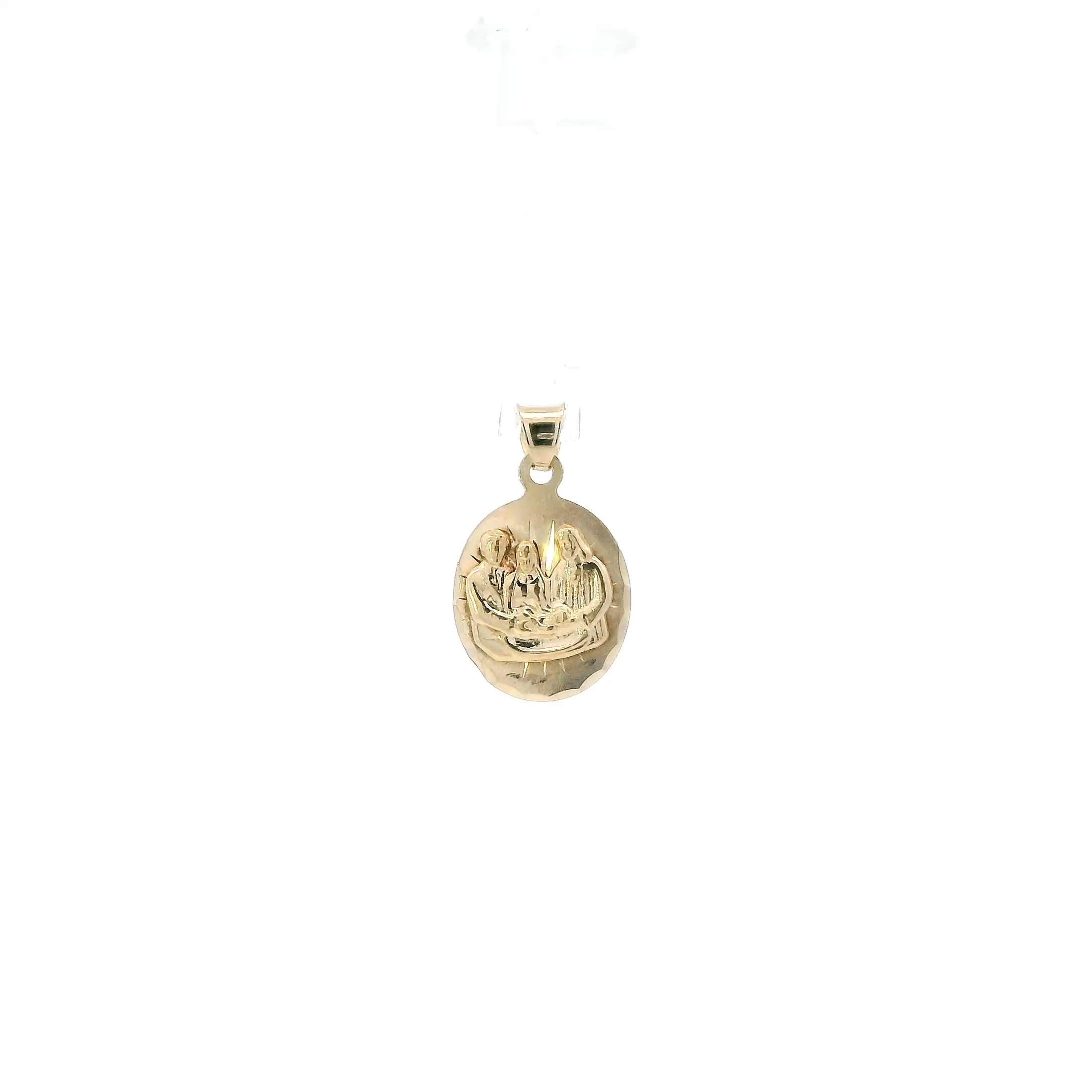 14K Yellow Gold Oval Religious Pendant