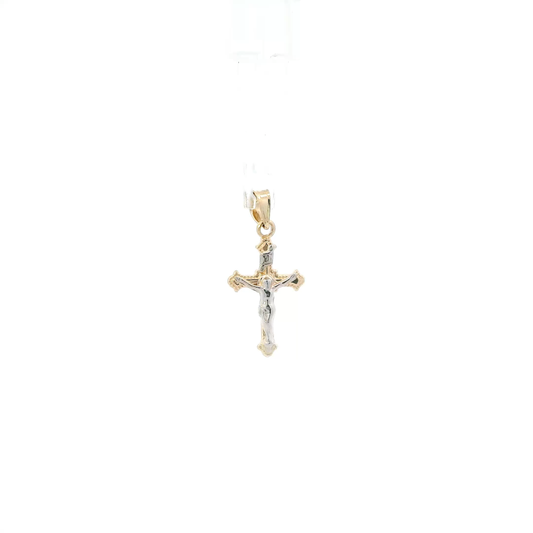 14K Yellow & White Crucifix Pendant