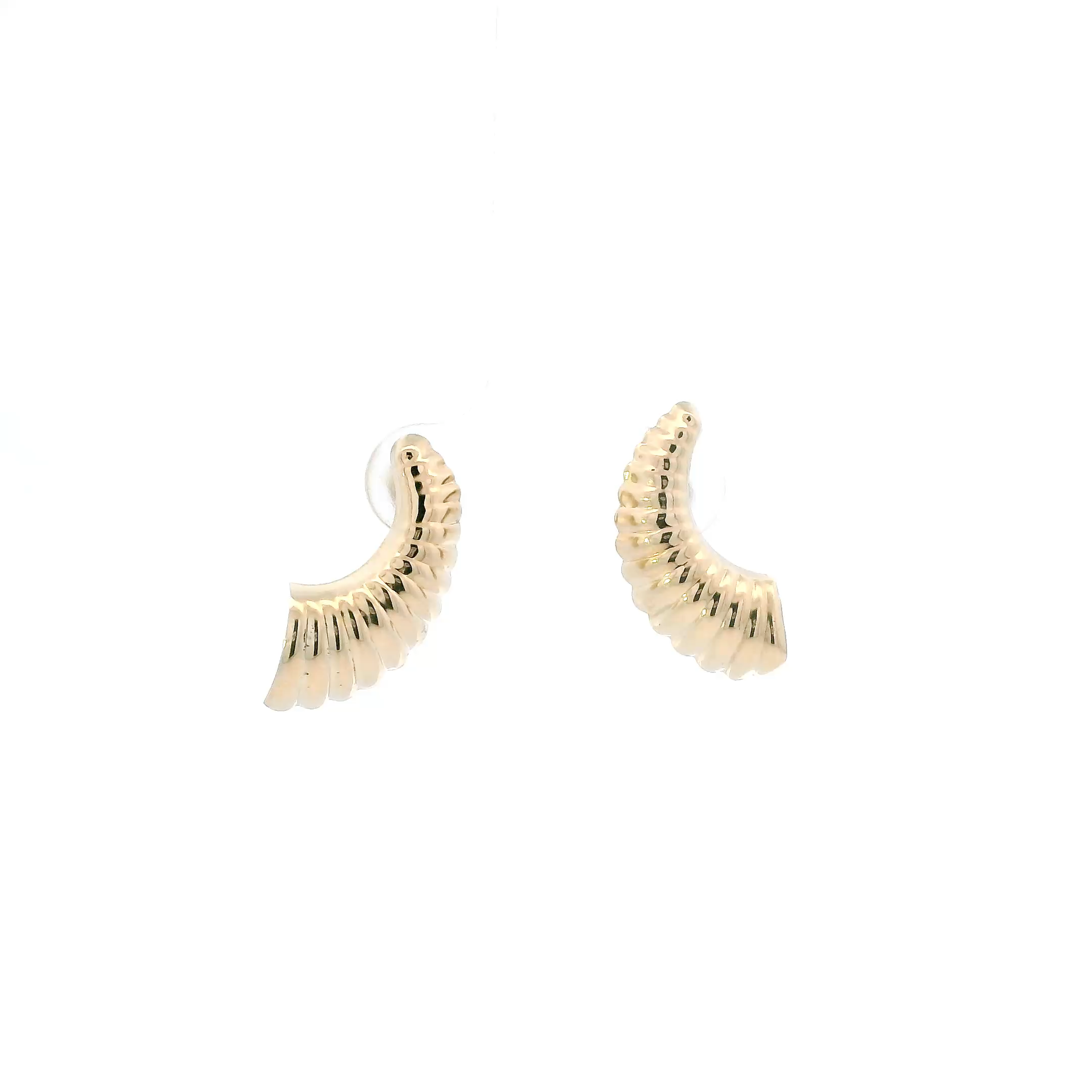 14K Yellow Gold Scalloped Curved Dangle Earrings