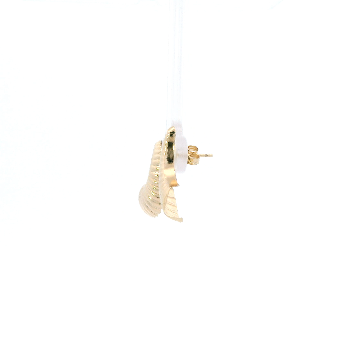 14K Yellow Gold Scalloped Curved Dangle Earrings