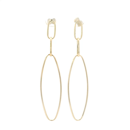 14K Yellow Gold Triple Oval Dangle Earrings