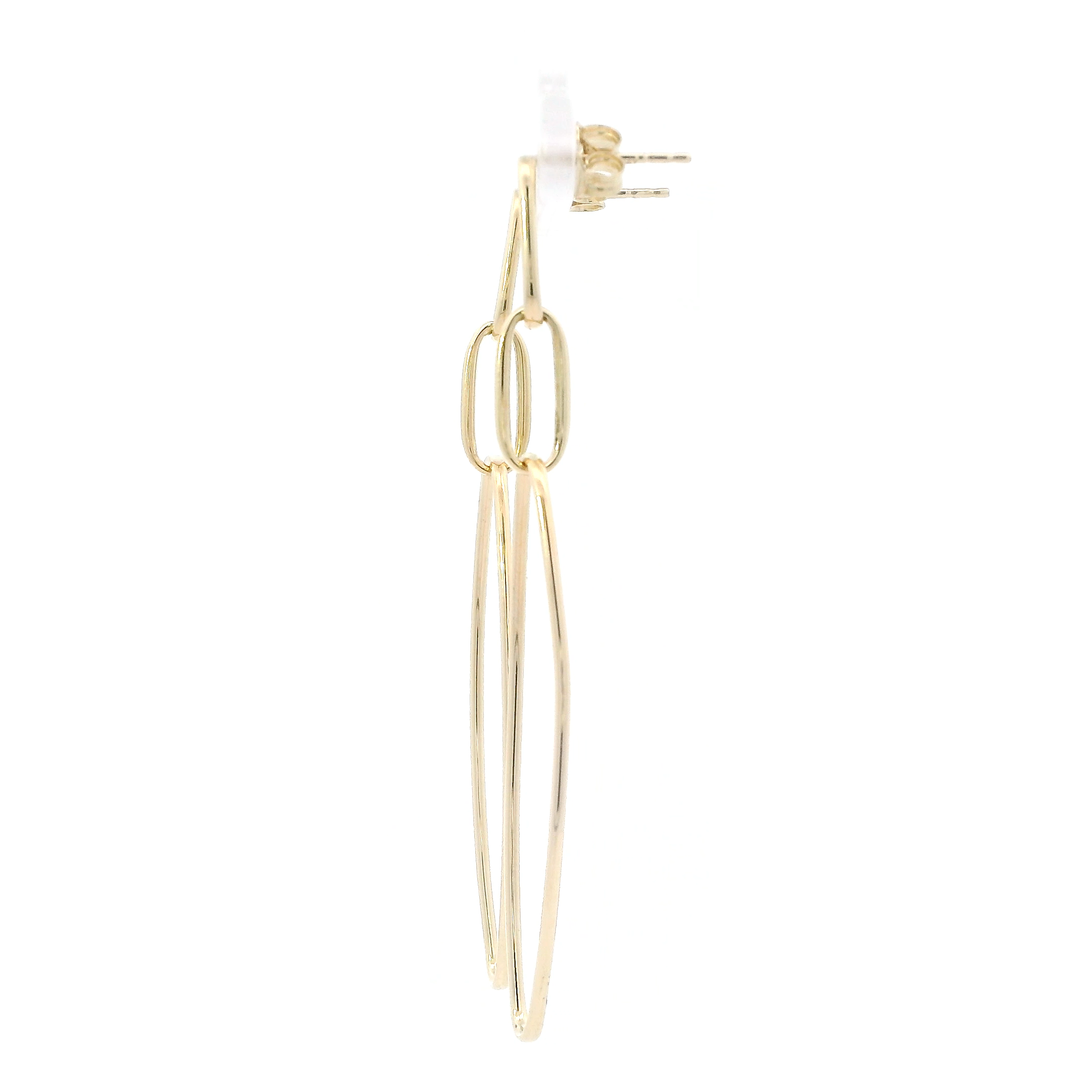 14K Yellow Gold Triple Oval Dangle Earrings