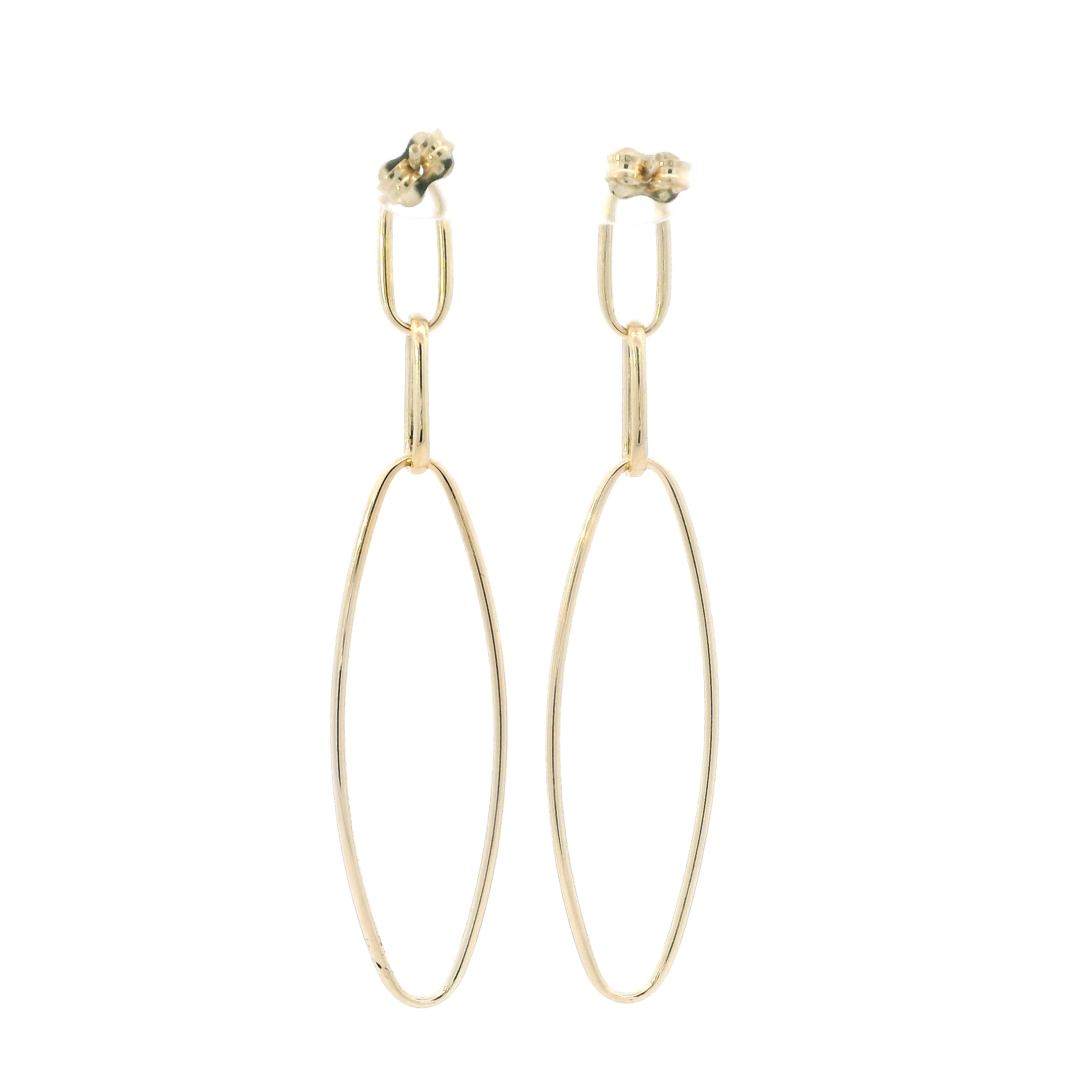 14K Yellow Gold Triple Oval Dangle Earrings