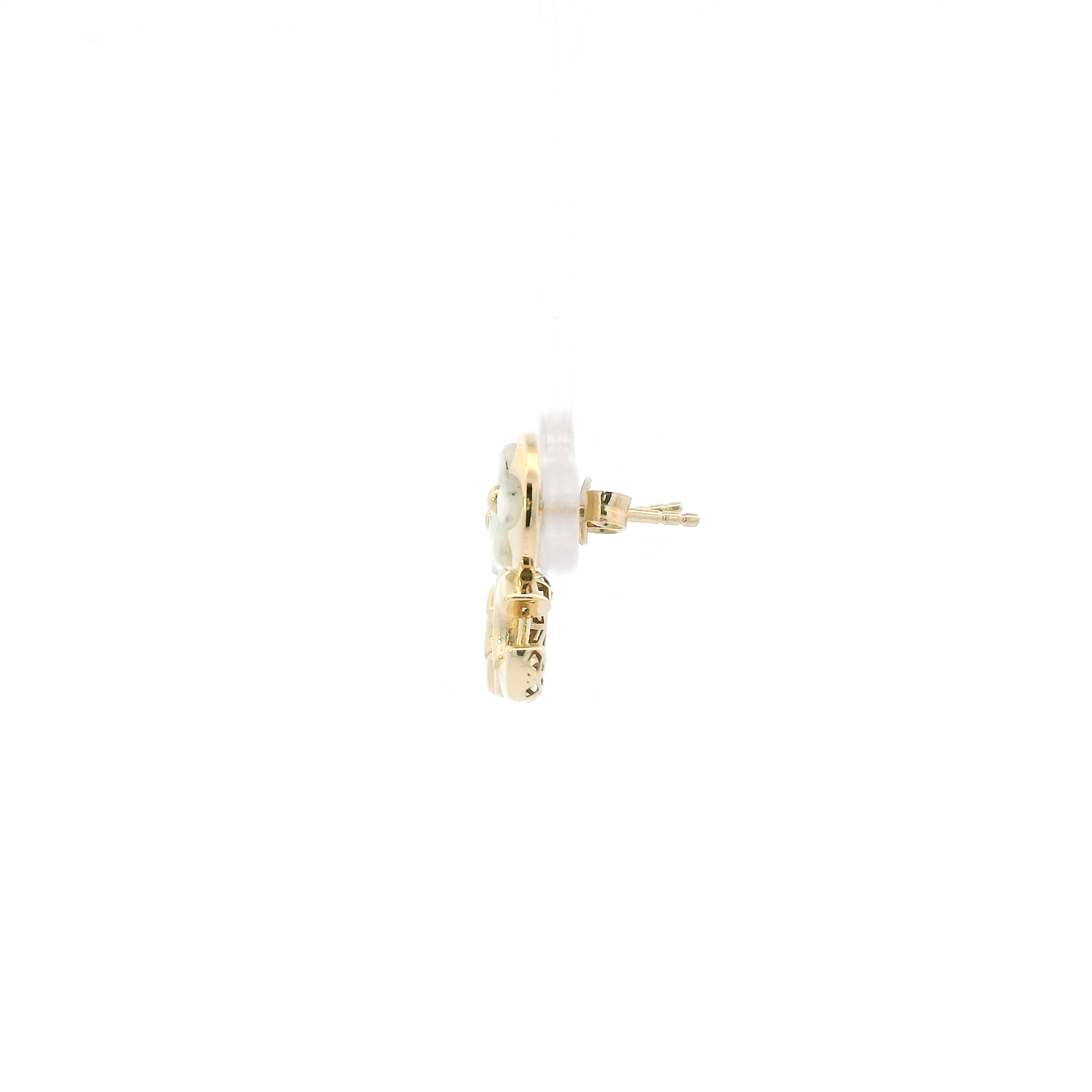14K Yellow Gold Clover "Love" Earrings