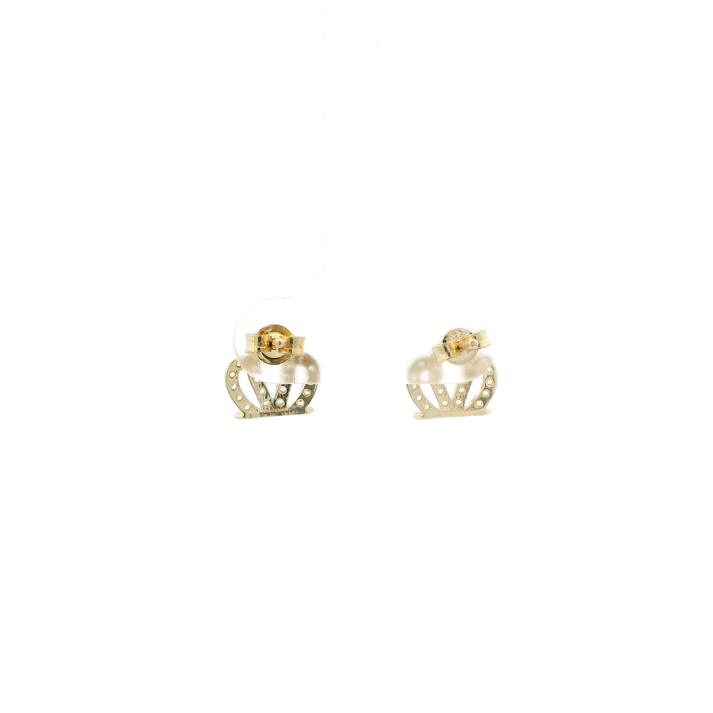 14K Yellow Gold Crown Stud Earrings