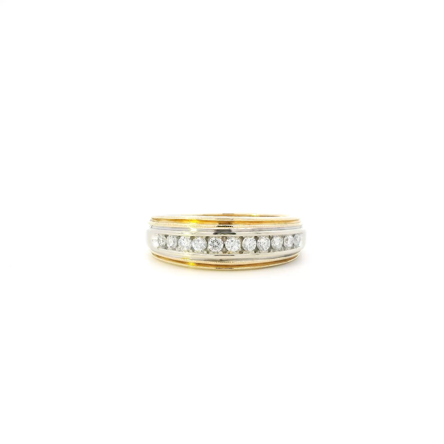 14K Yellow & White Gold Diamond Men's Ring-0.50ct