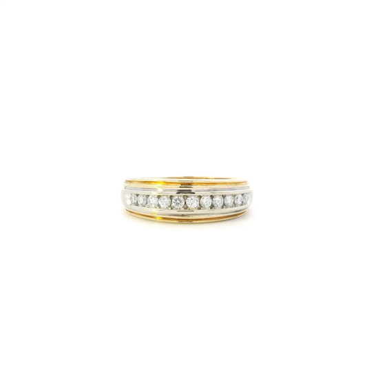 14K Yellow & White Gold Diamond Men's Ring-0.50ct