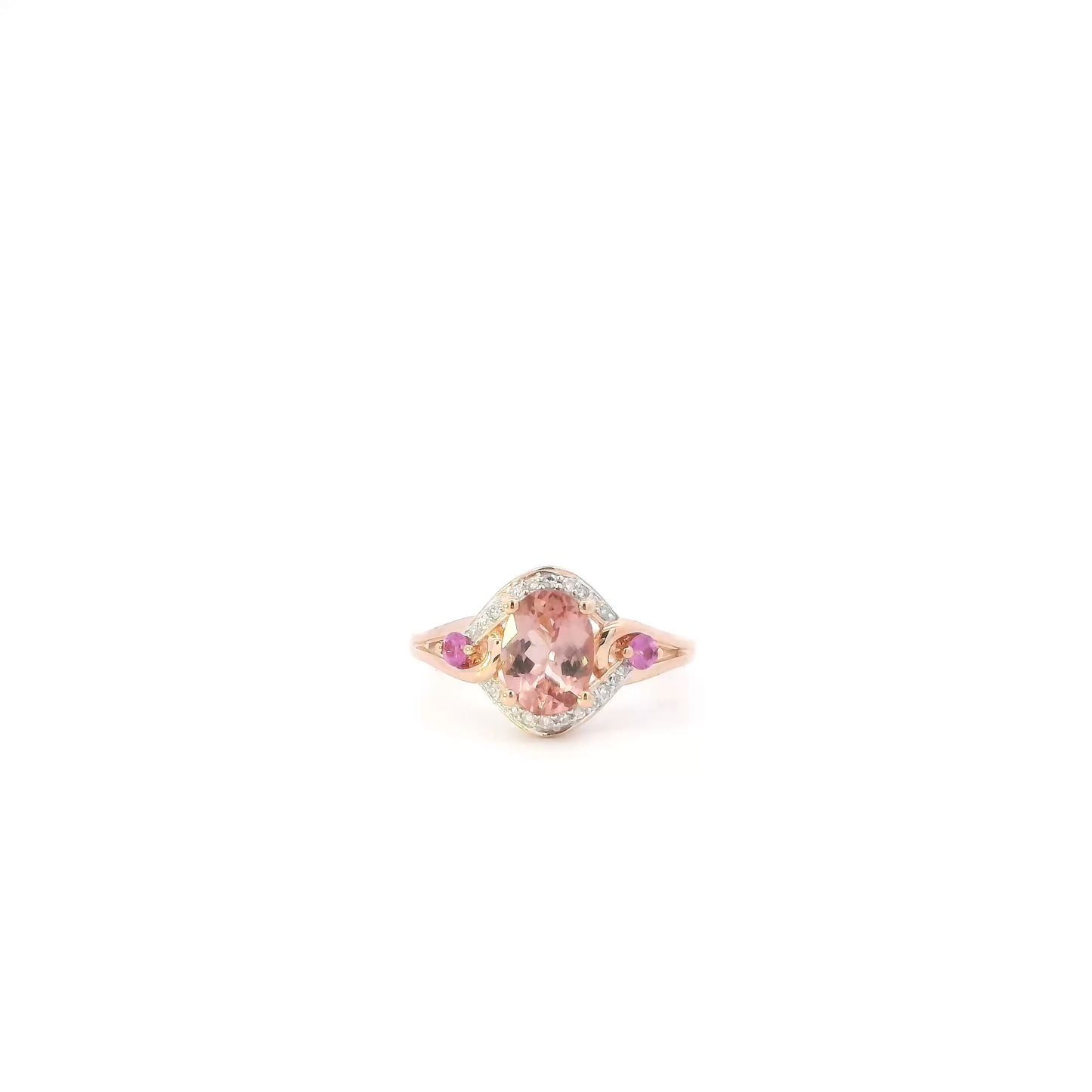 14K Rose Gold Morganite Pink Sapphire Women's Ring