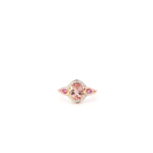 14K Rose Gold Morganite Pink Sapphire Women's Ring
