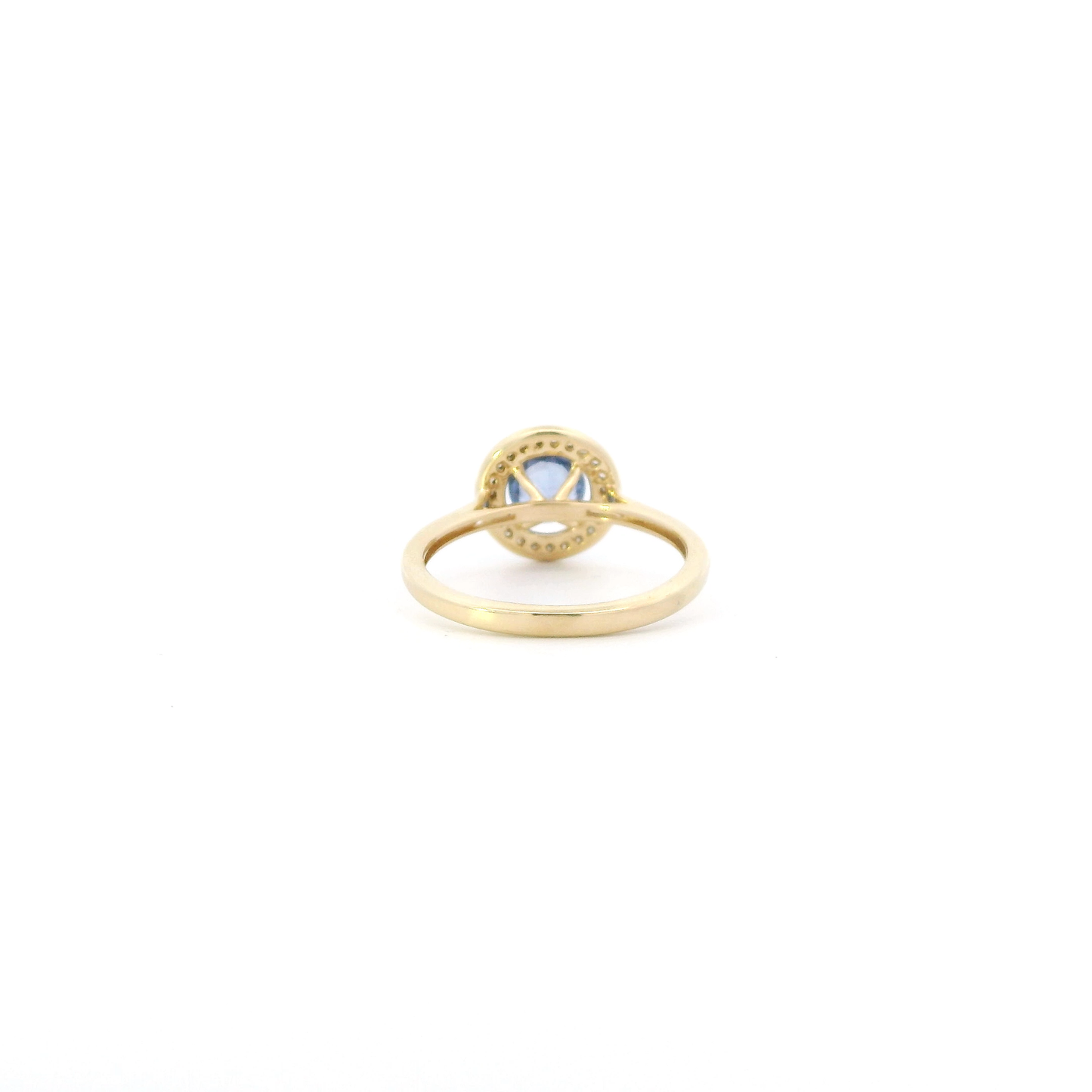 14K Yellow Gold Blue Sapphire & Diamond Women's Ring-0.09ct