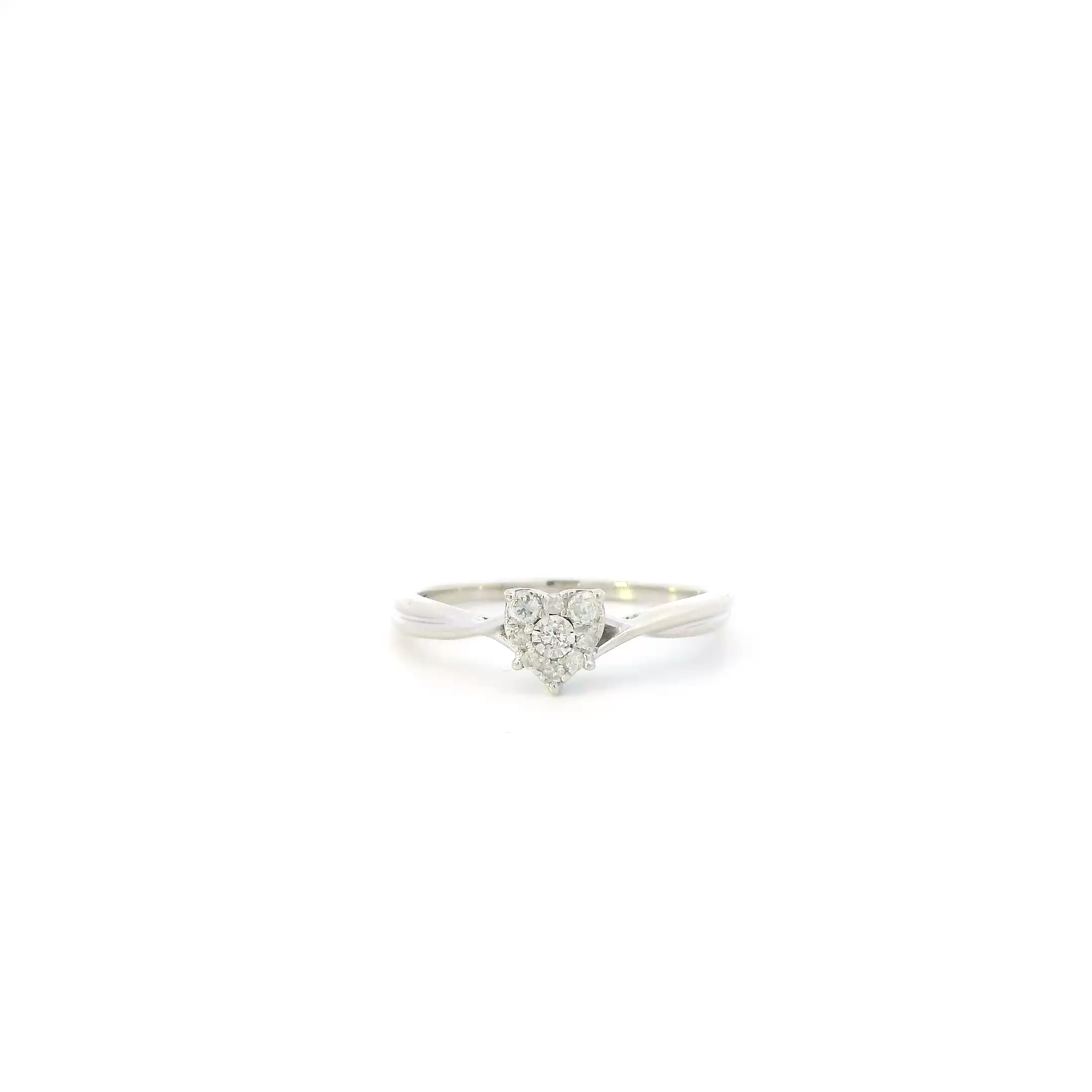 10K White Gold Diamond Heart Women's Ring -0.11ct