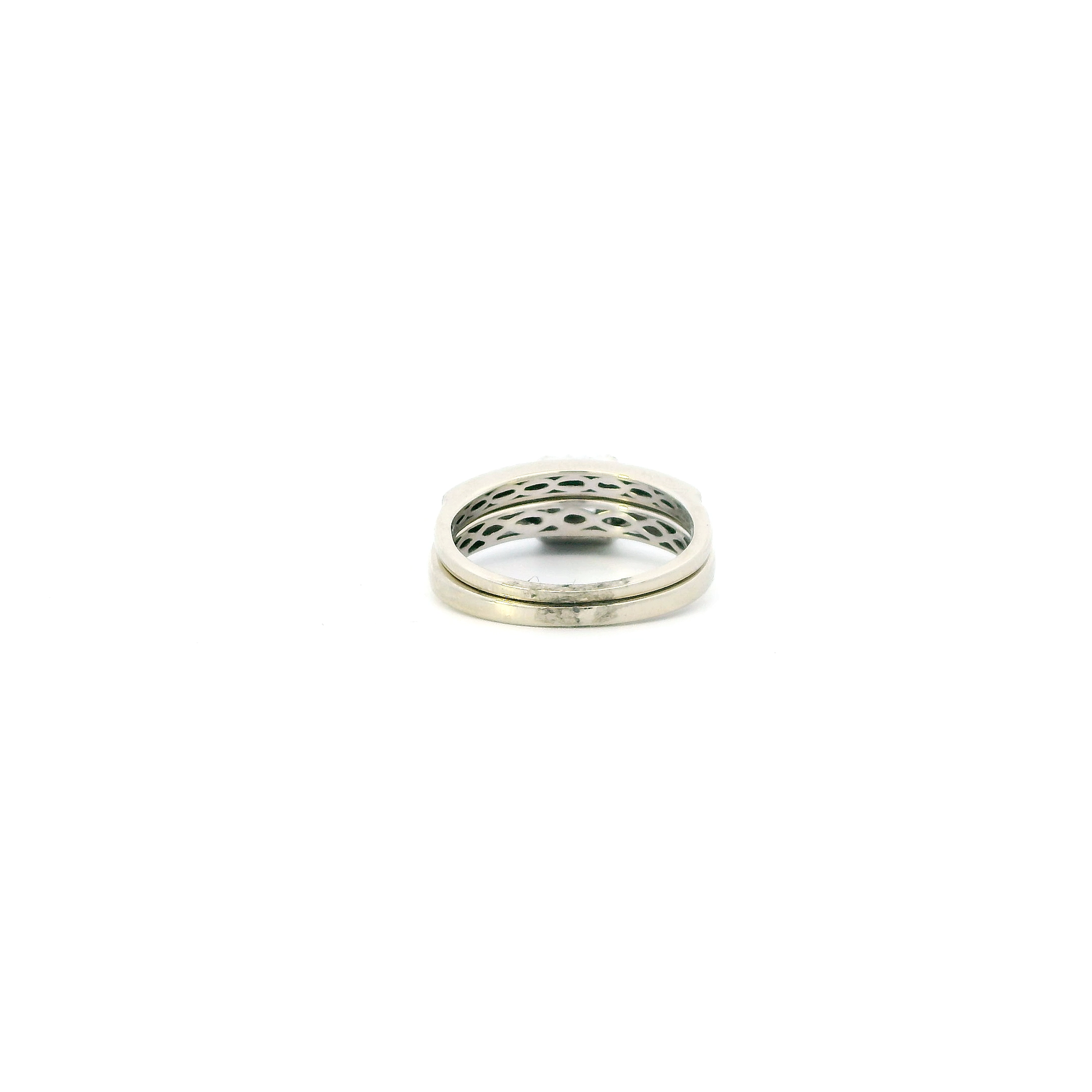 10K White Gold Diamond Women's Engagement & Wedding Ring Set -0.84ct