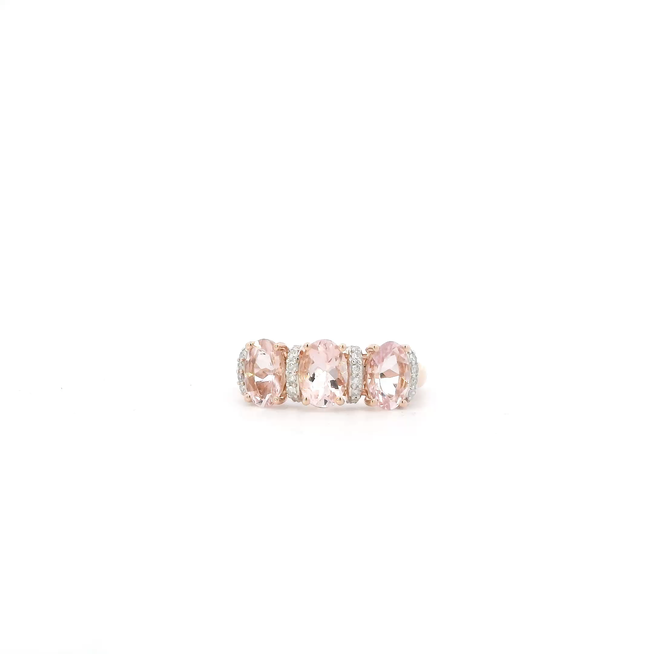 14K Rose Gold Morganite & Diamond Women's Ring - 0.21ct