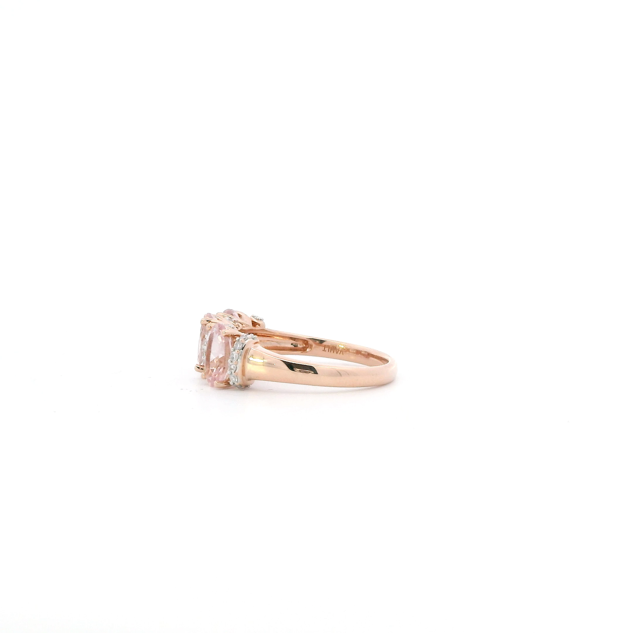14K Rose Gold Morganite & Diamond Women's Ring - 0.21ct