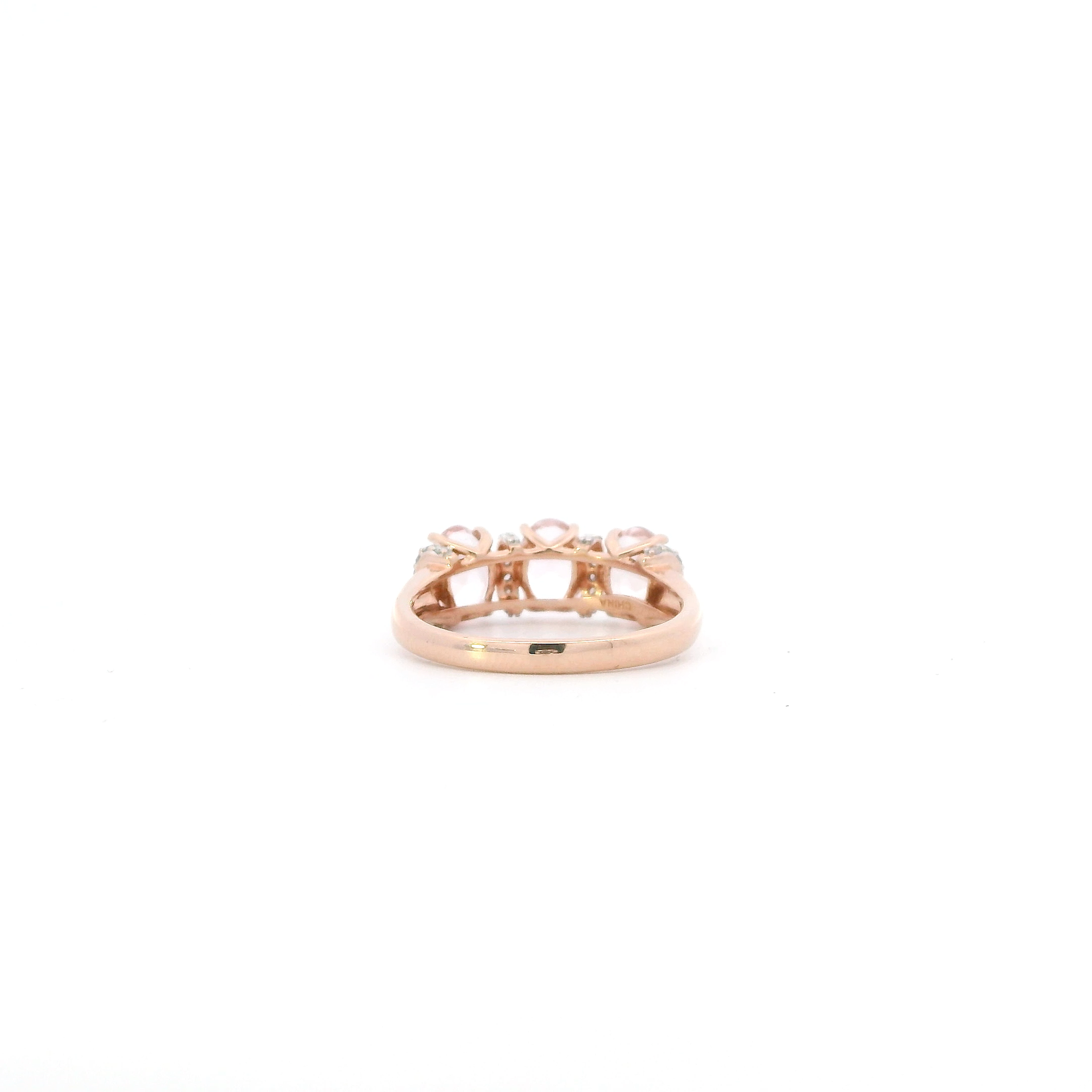 14K Rose Gold Morganite & Diamond Women's Ring - 0.21ct