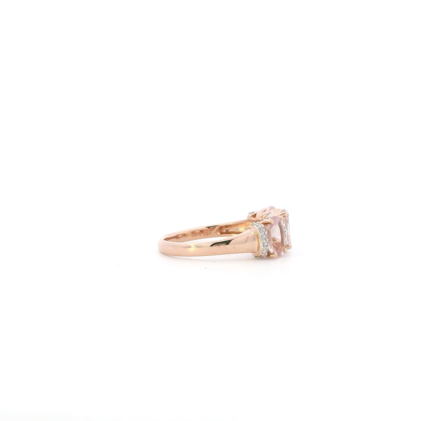 14K Rose Gold Morganite & Diamond Women's Ring - 0.21ct