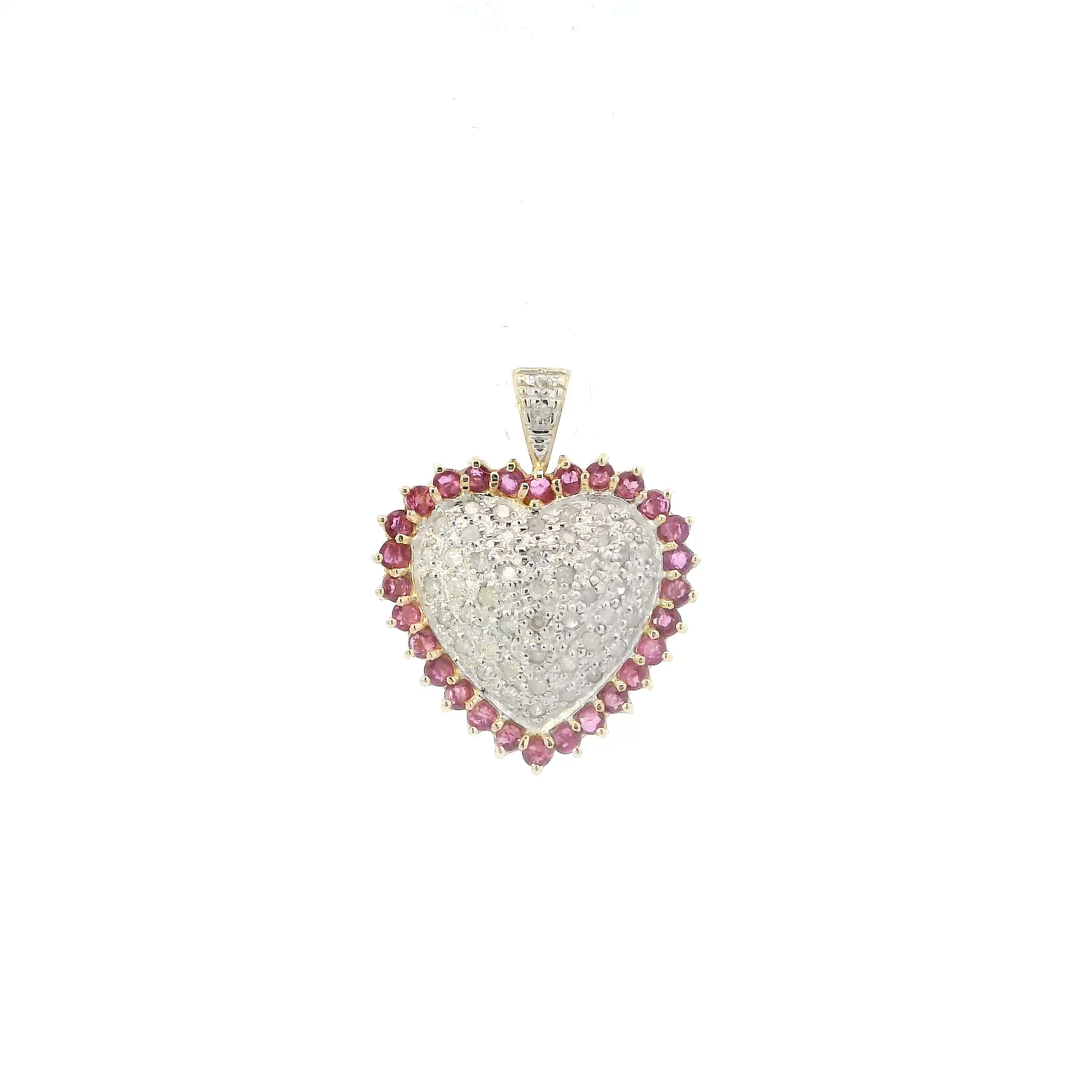 10K Yellow & White Gold Ruby Heart Pendant