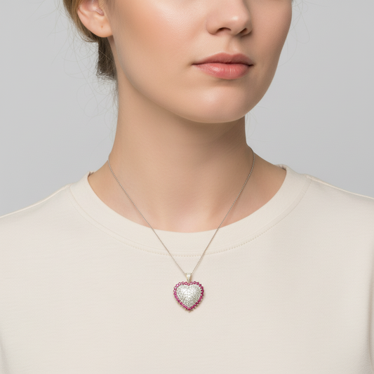10K Yellow & White Gold Ruby Heart Pendant