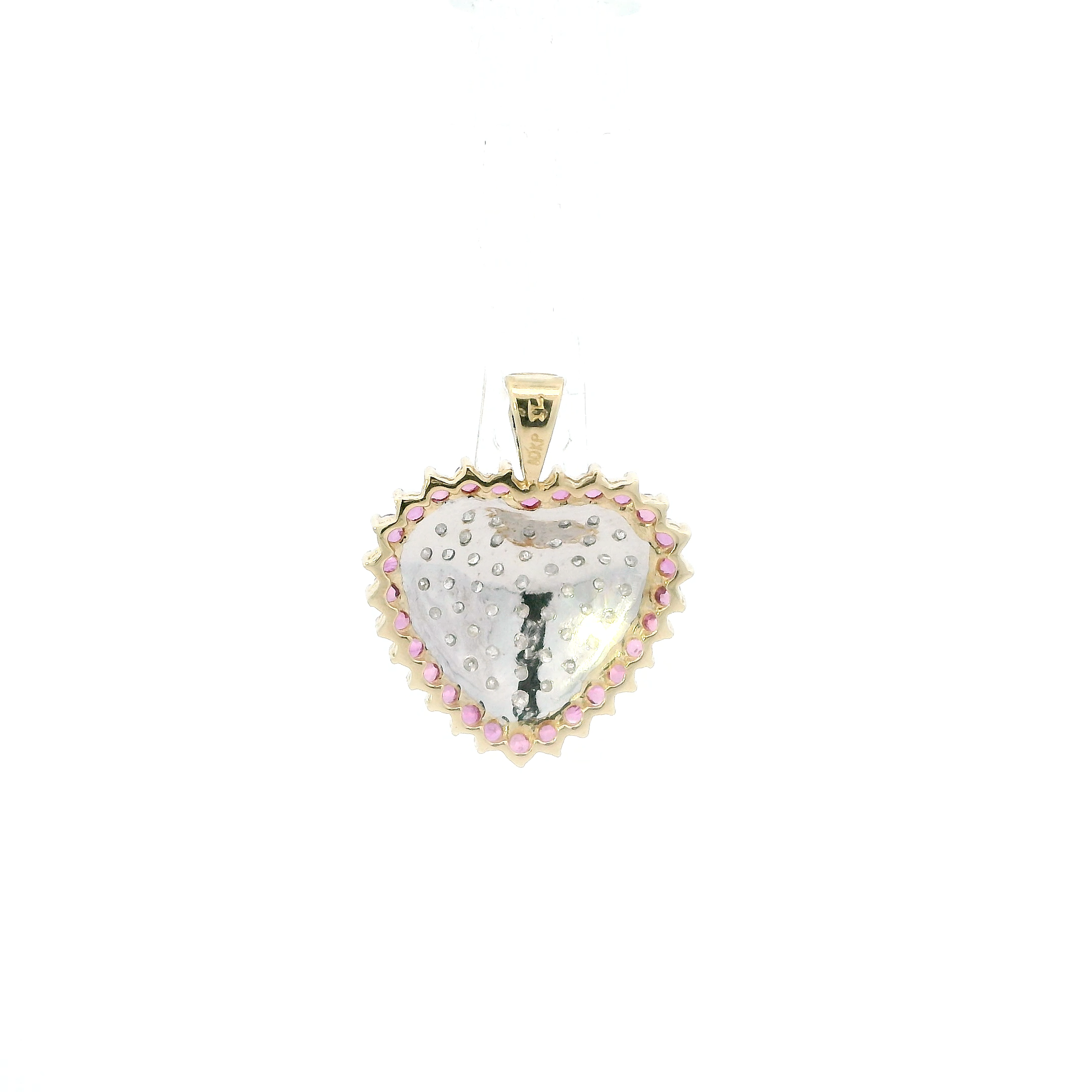 10K Yellow & White Gold Ruby Heart Pendant