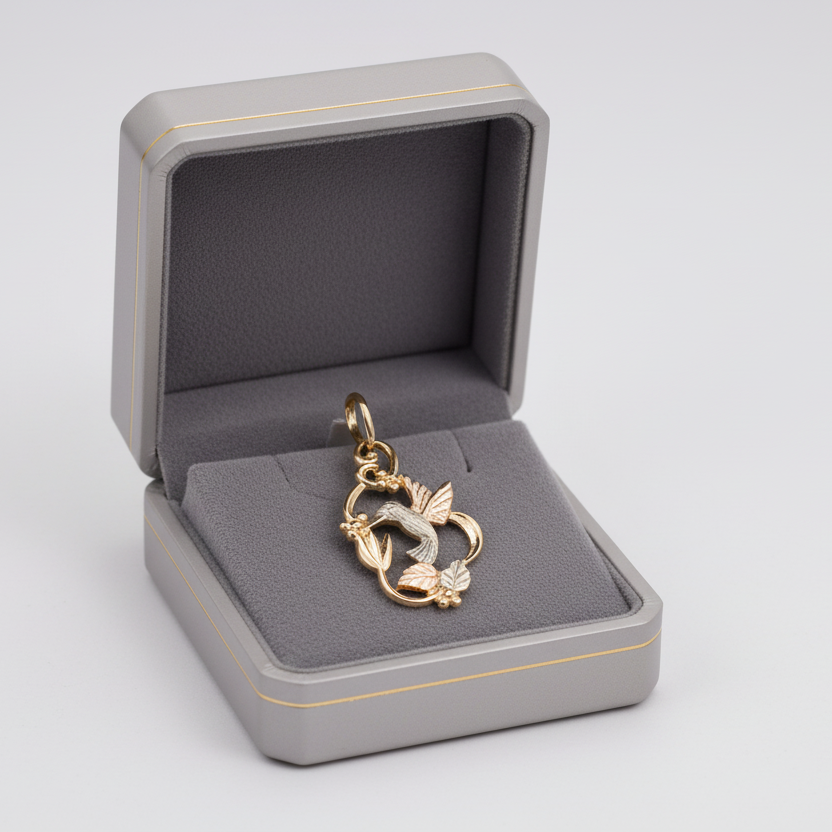 10K Yellow & Rose Gold Hummingbird Pendant