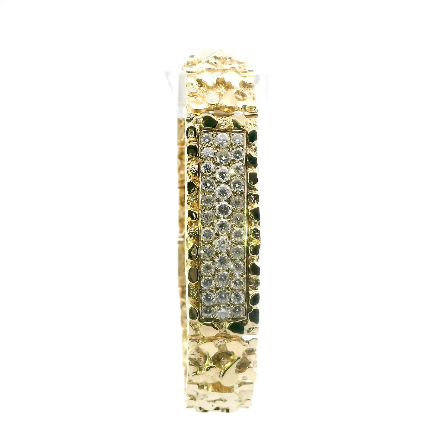 14K Yellow Gold 8" Diamond Nugget Bracelet-4.05CT