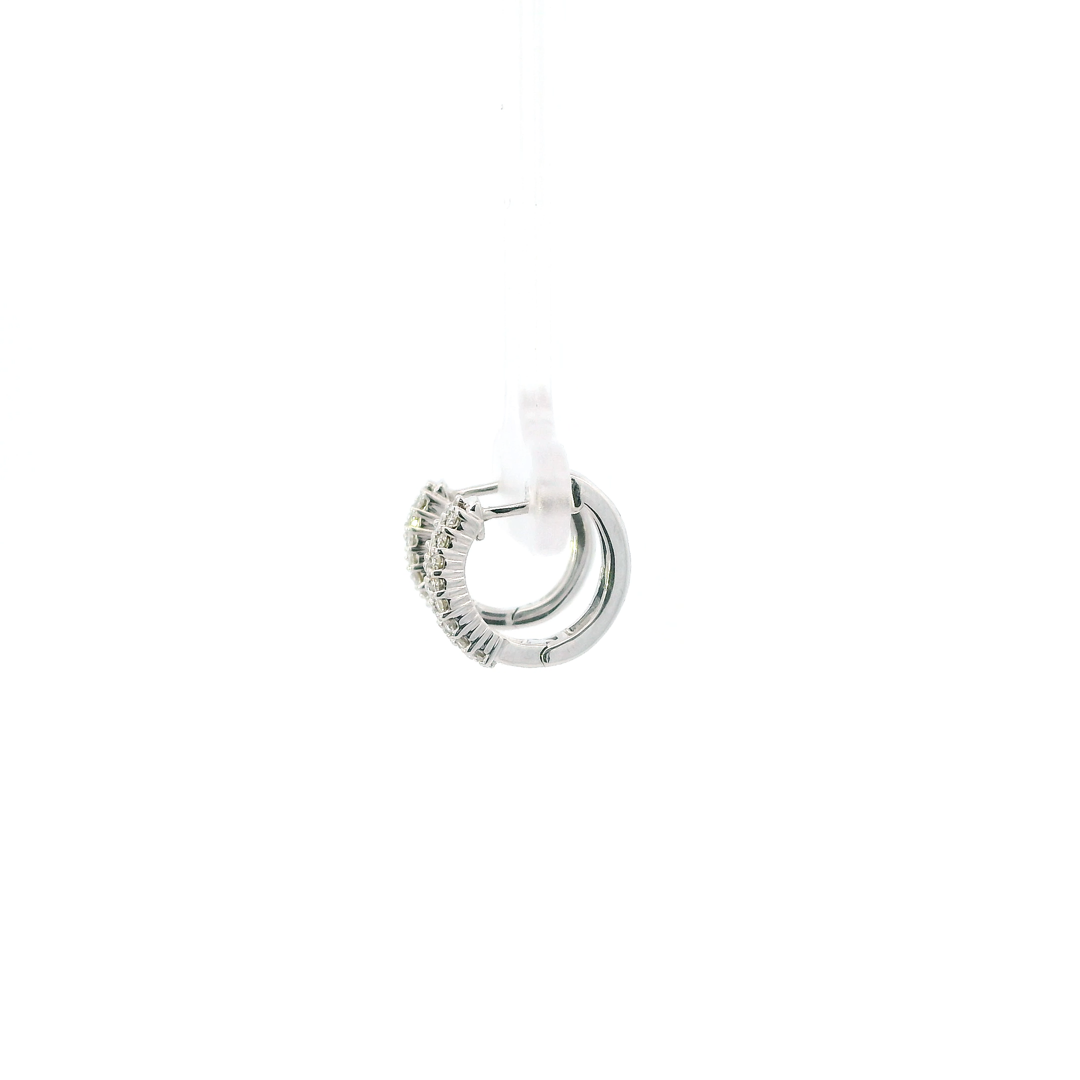 14K White Gold Diamond Huggie Hoop Earrings-0.40ct