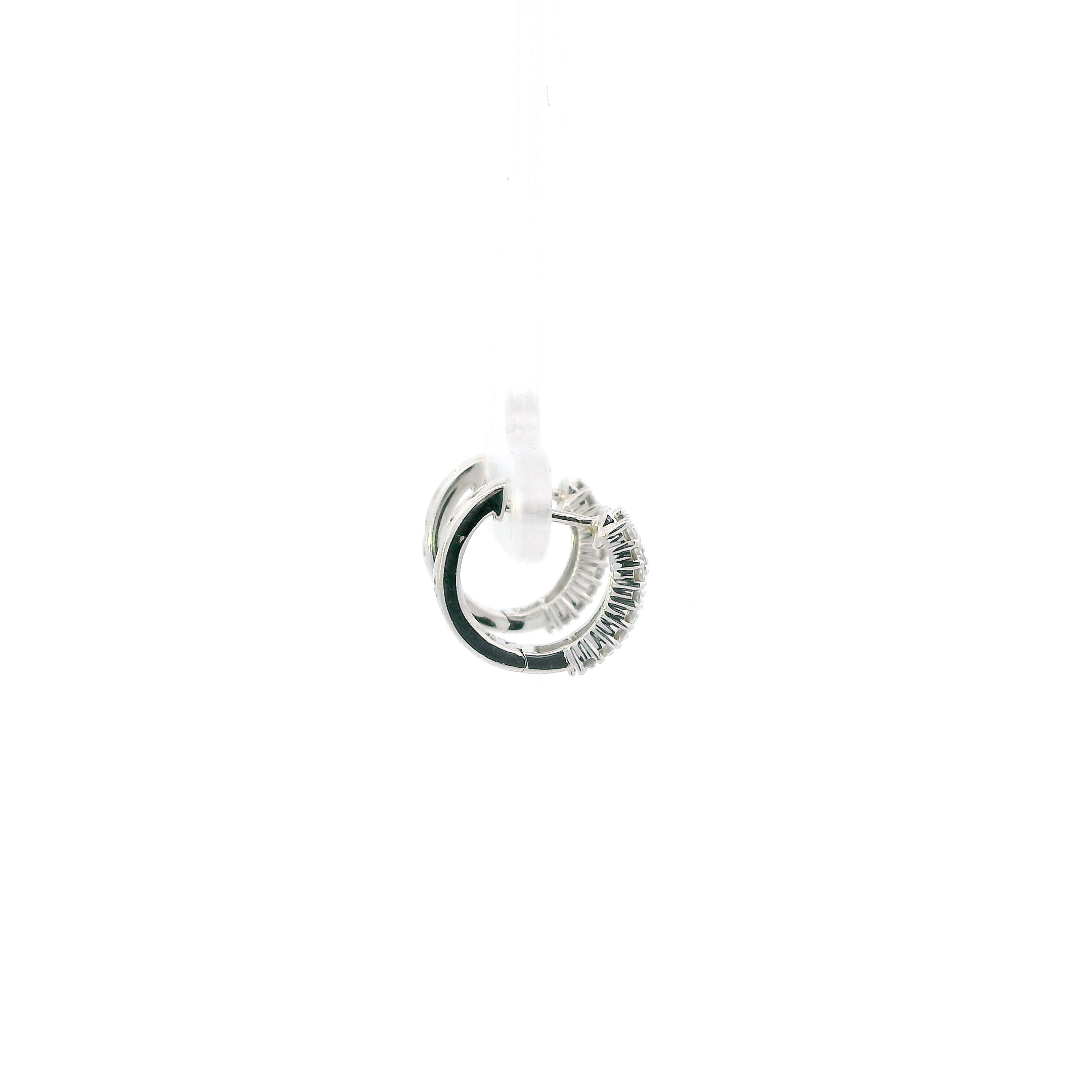 14K White Gold Diamond Huggie Hoop Earrings-0.40ct