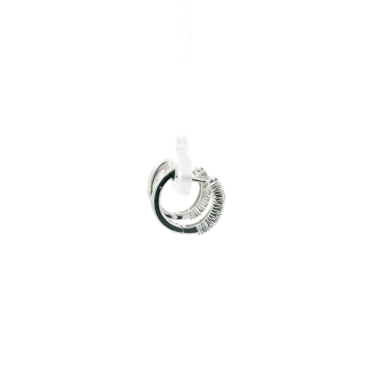 14K White Gold Diamond Huggie Hoop Earrings-0.40ct