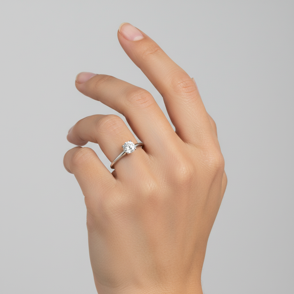 14K White Gold Lab Diamond Solitaire Ring - 0.58ct