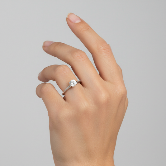 14K White Gold Lab Diamond Solitaire Ring - 0.58ct