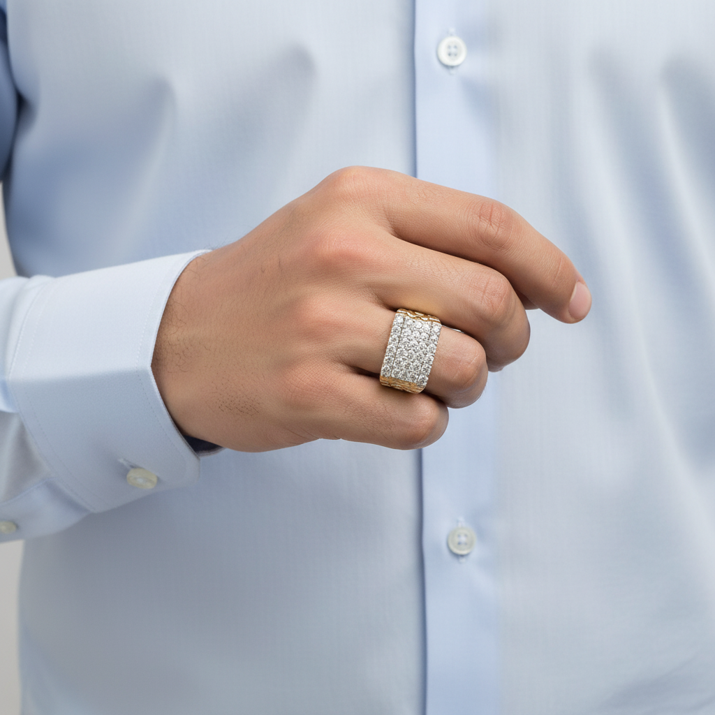 14K Yellow Gold Diamond Nugget Ring - 1.47ct