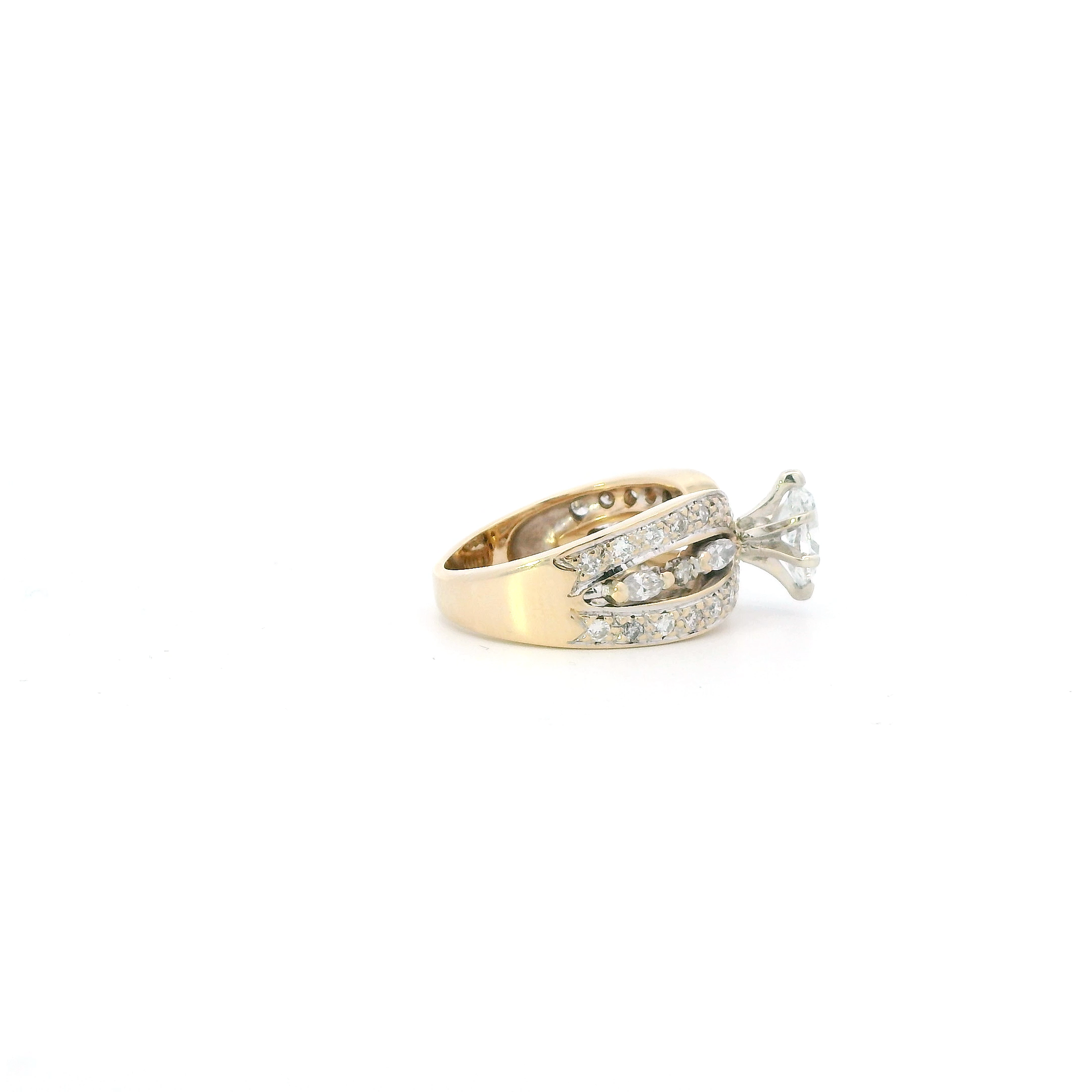 14K Yellow Gold Diamond Women's Ring-1.49ct