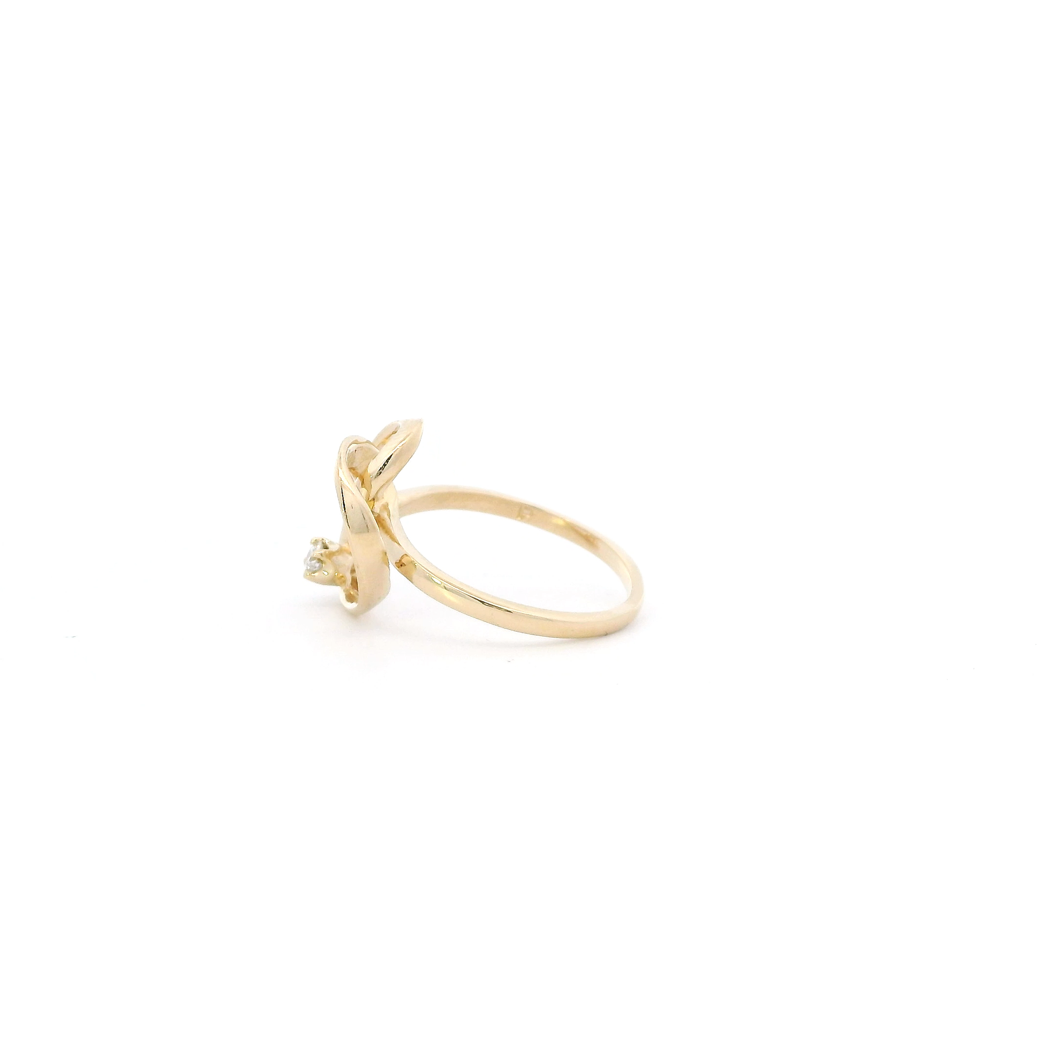 14K Yellow Gold Diamond Open Heart Women's Ring-0.06ct