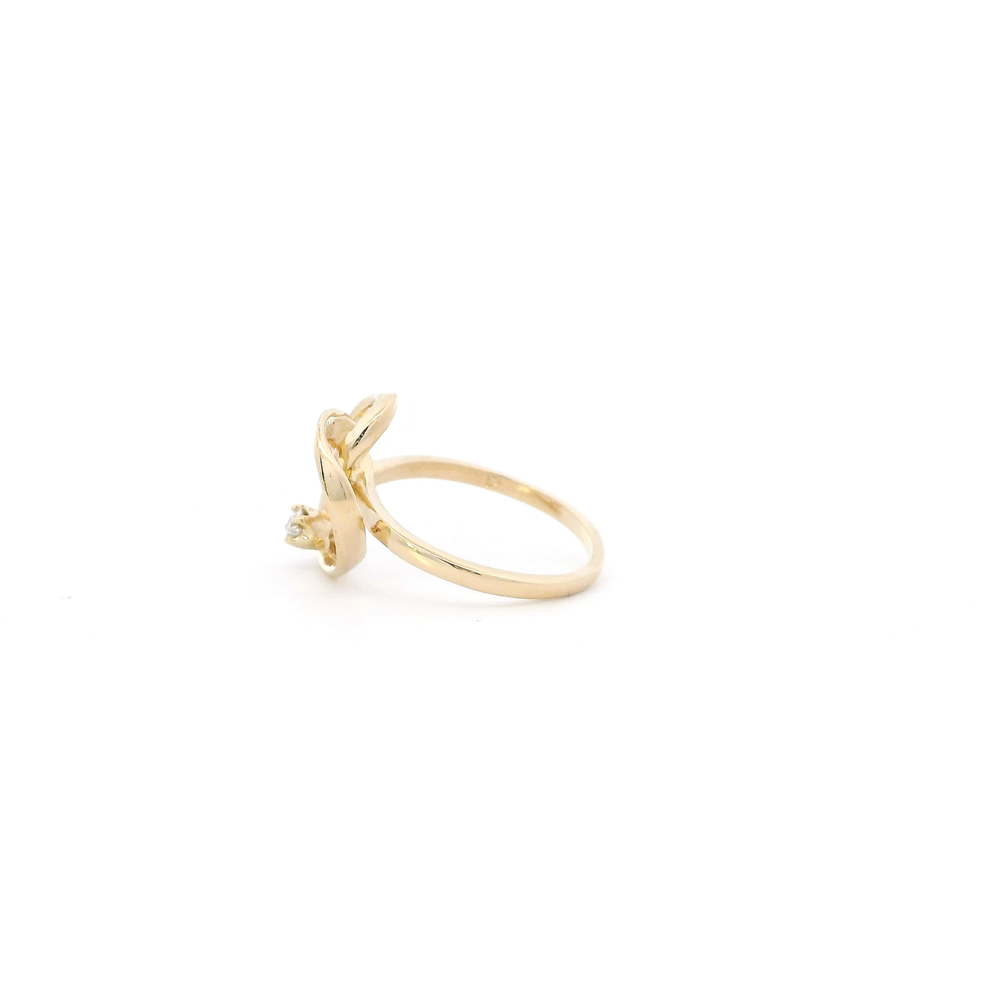 14K Yellow Gold Diamond Open Heart Women's Ring-0.06ct