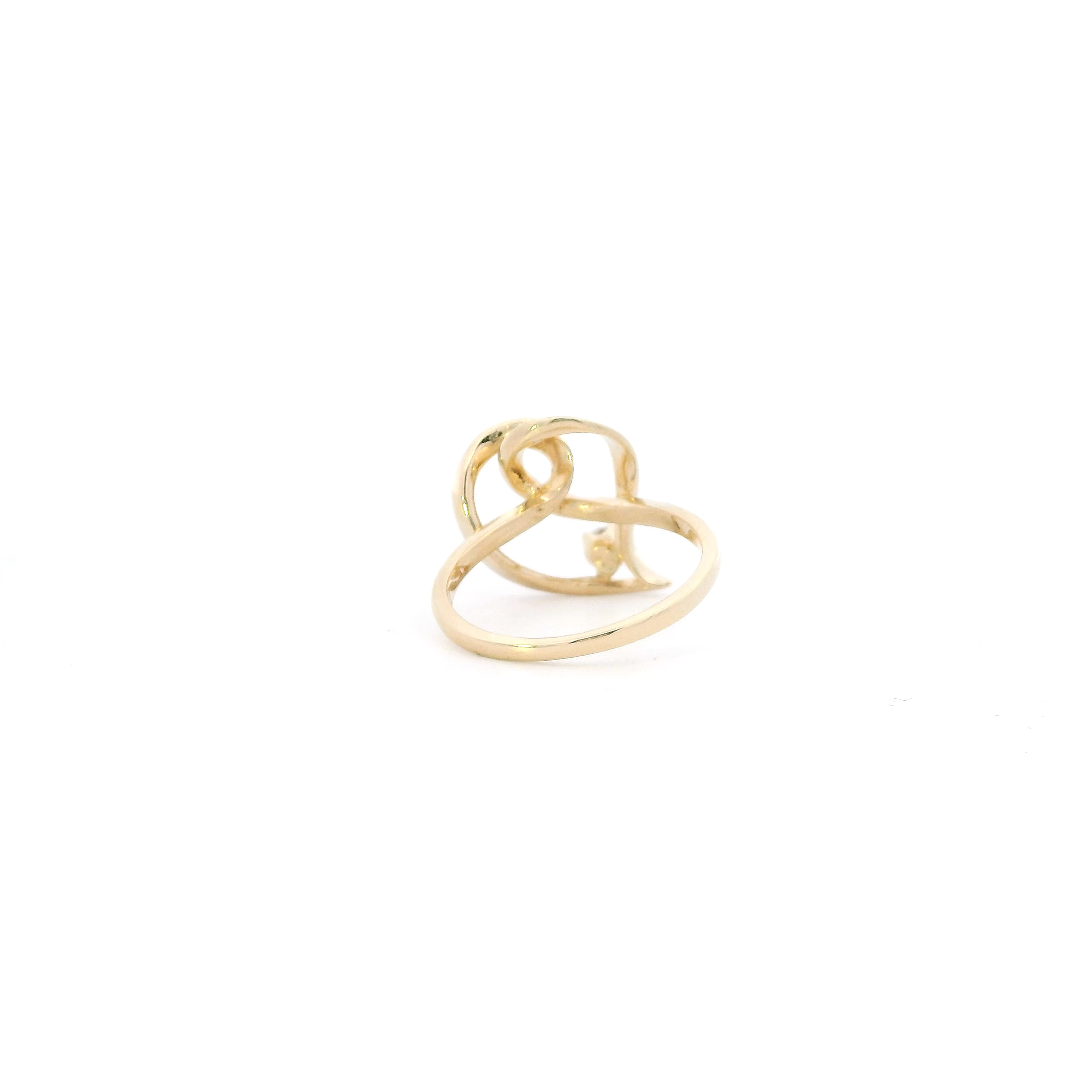14K Yellow Gold Diamond Open Heart Women's Ring-0.06ct