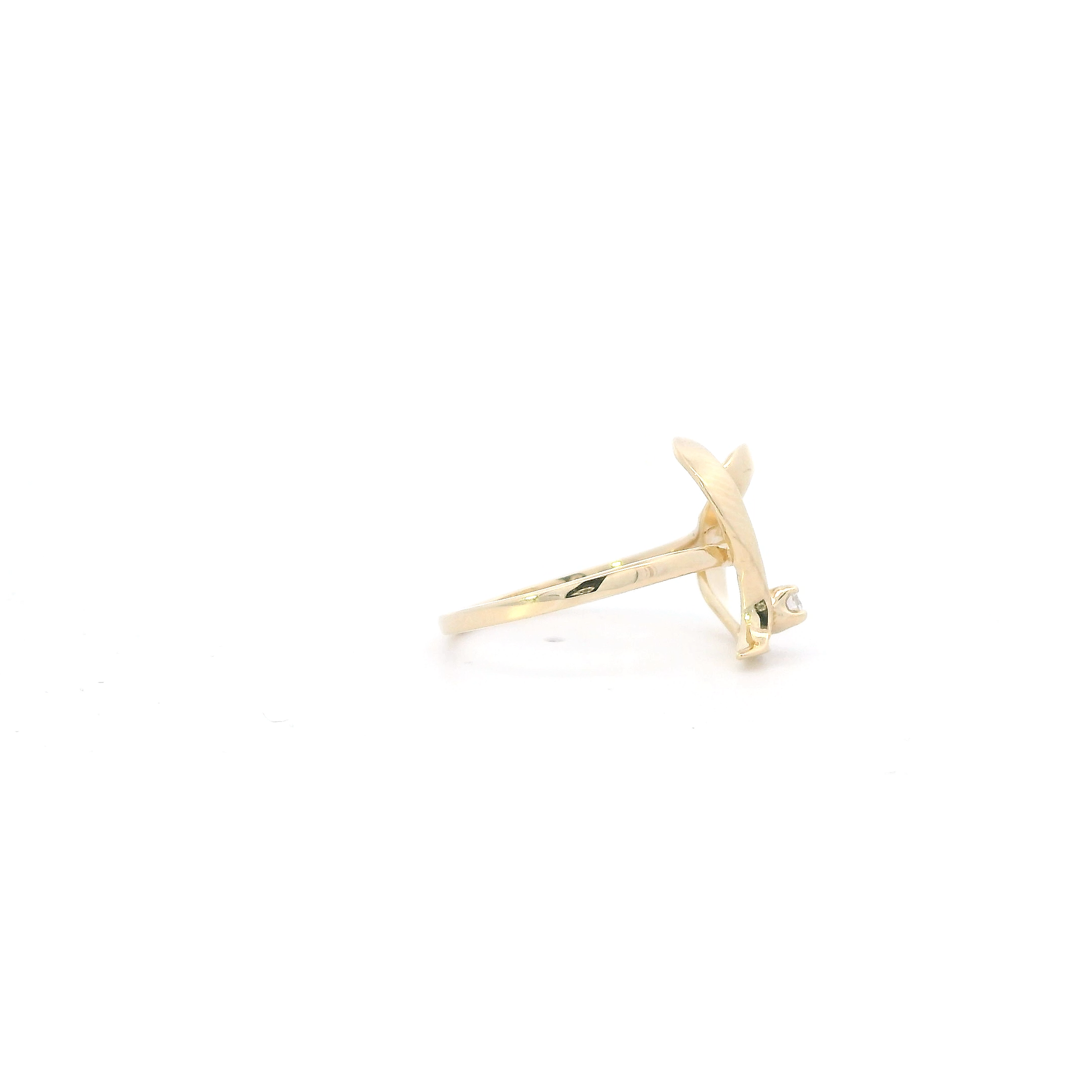 14K Yellow Gold Diamond Open Heart Women's Ring-0.06ct