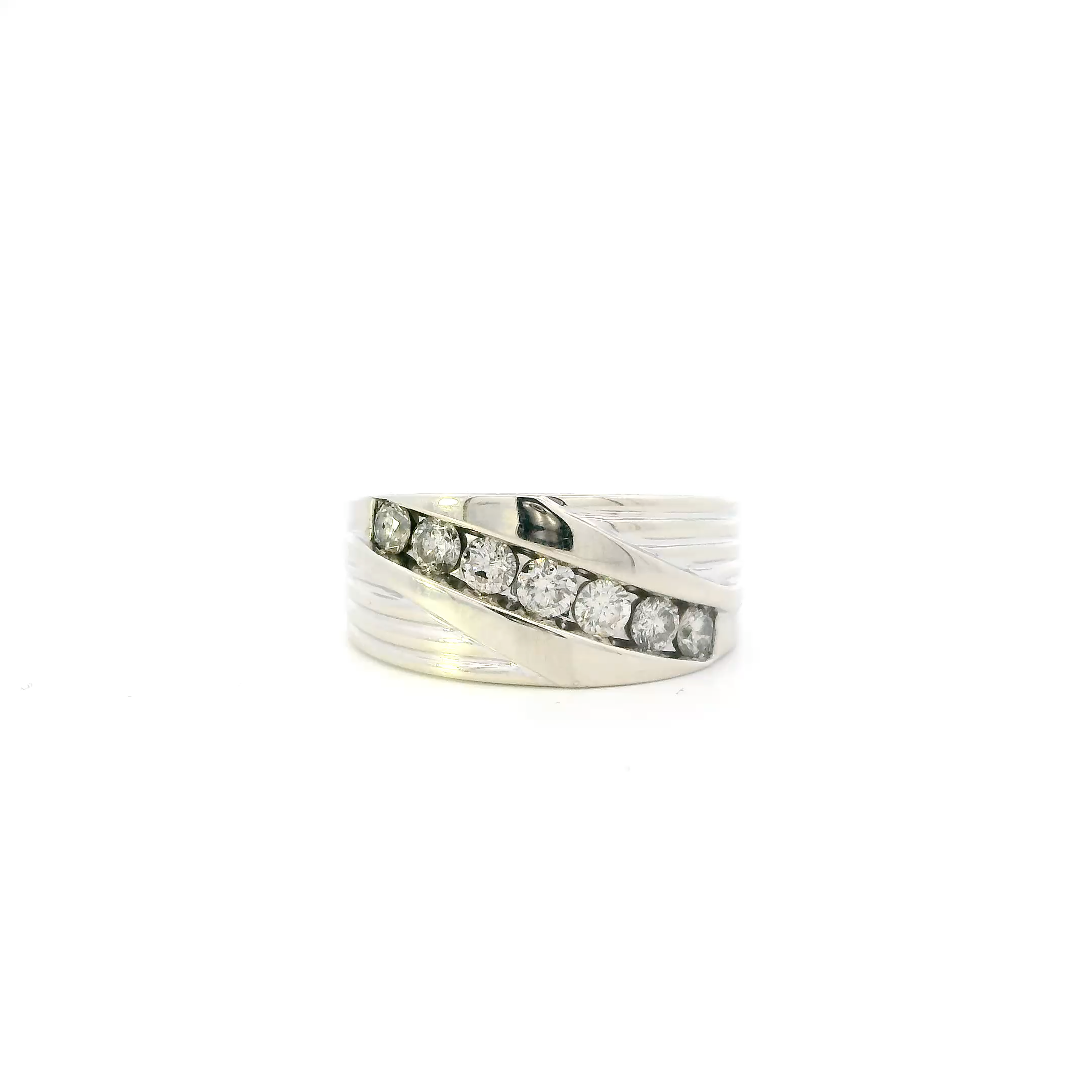 10K White Gold Diamond Men's Rings-0.84ct