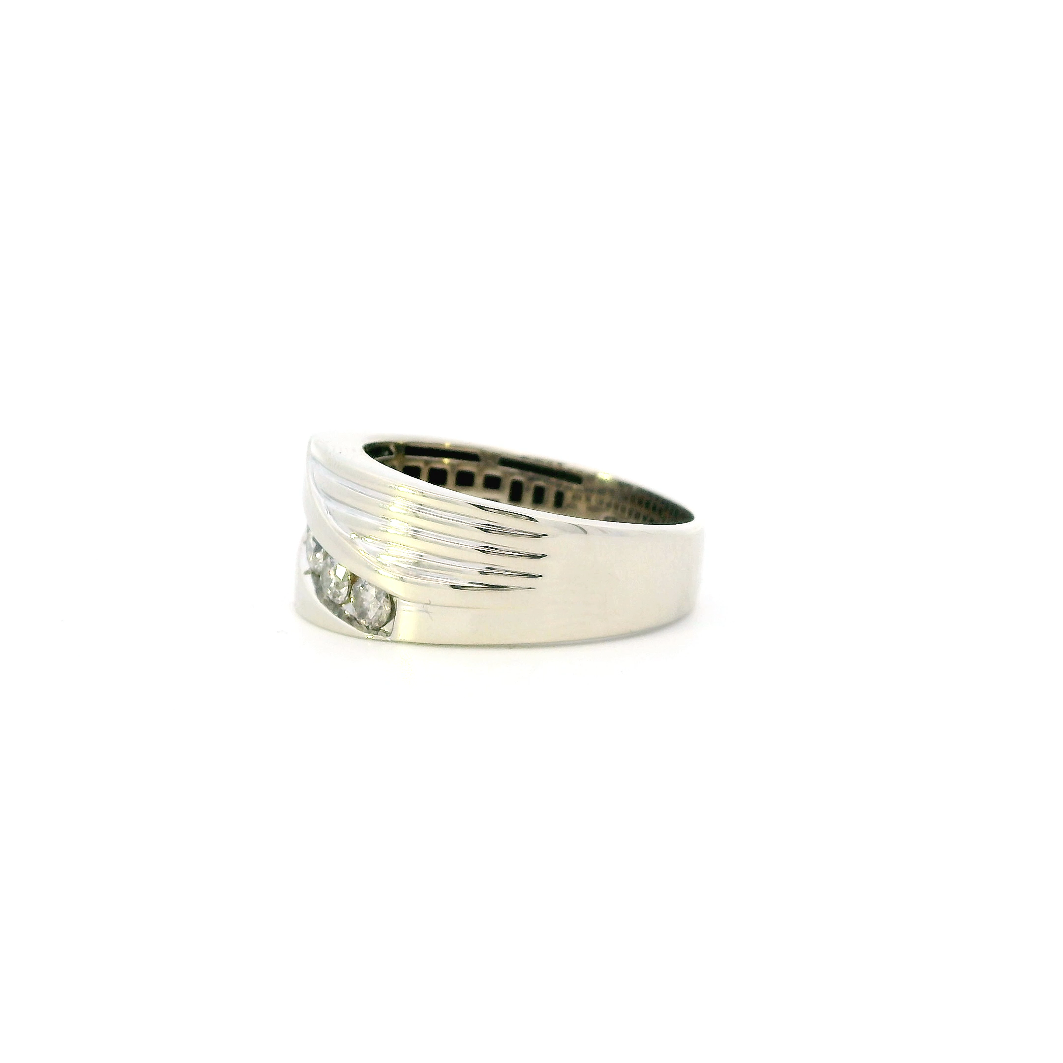 10K White Gold Diamond Men's Rings-0.84ct
