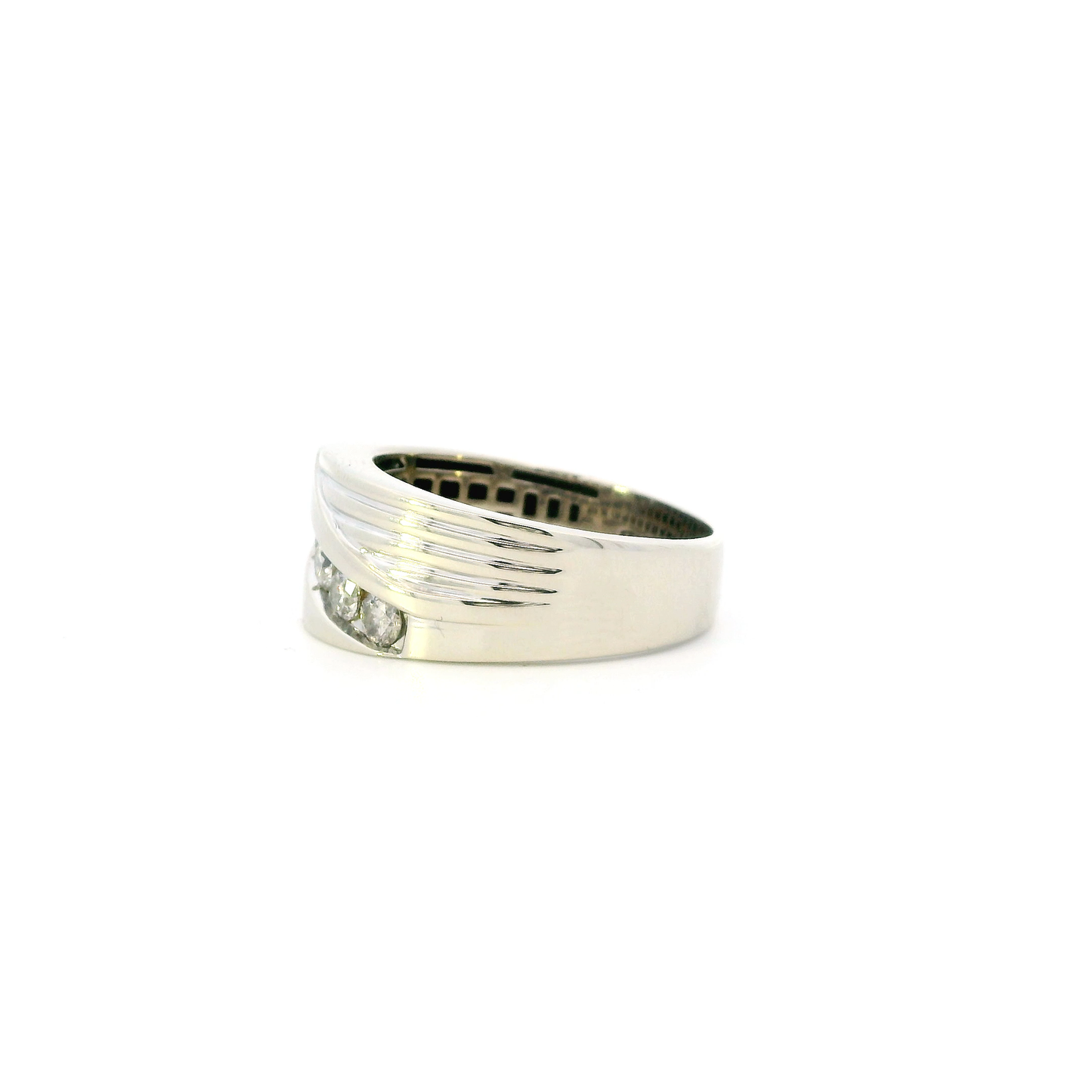 10K White Gold Diamond Men's Rings-0.84ct