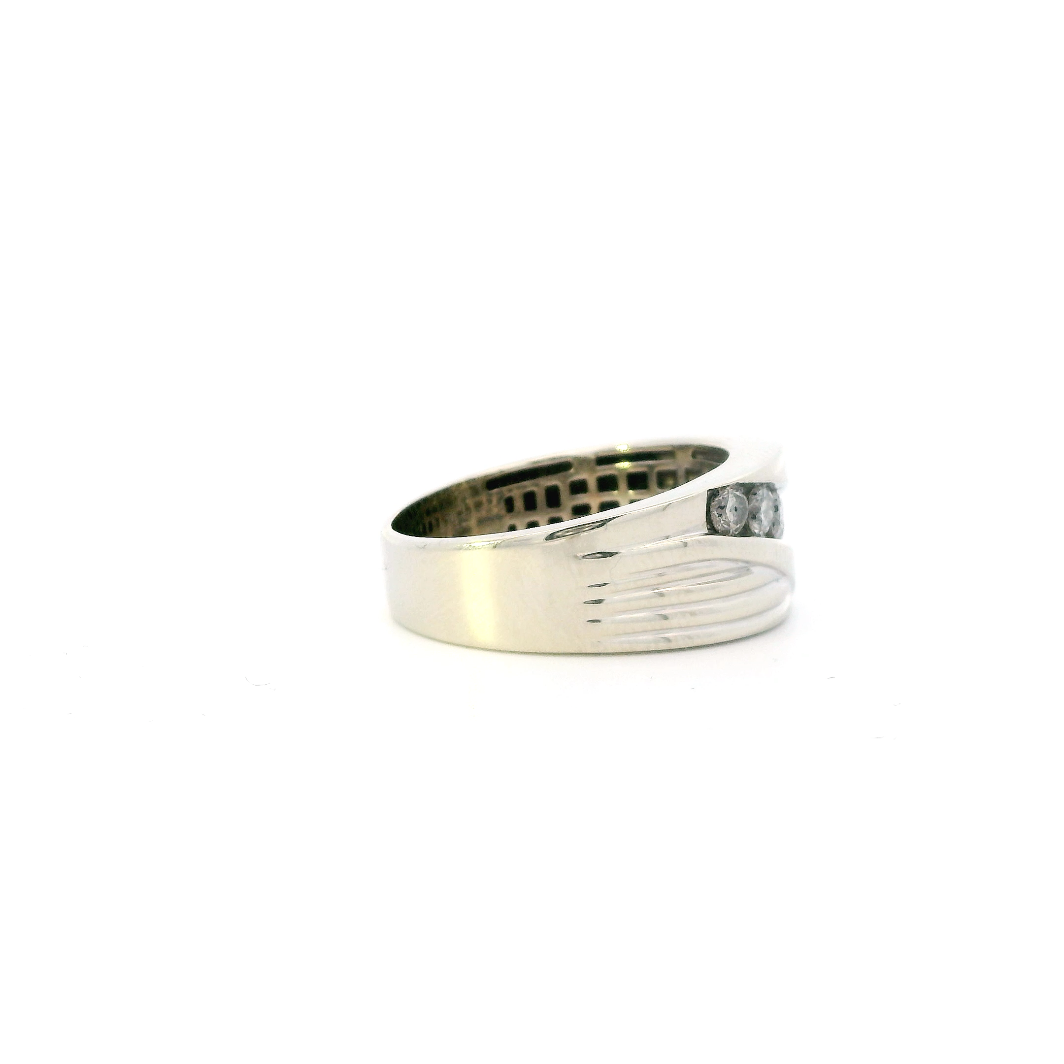 10K White Gold Diamond Men's Rings-0.84ct
