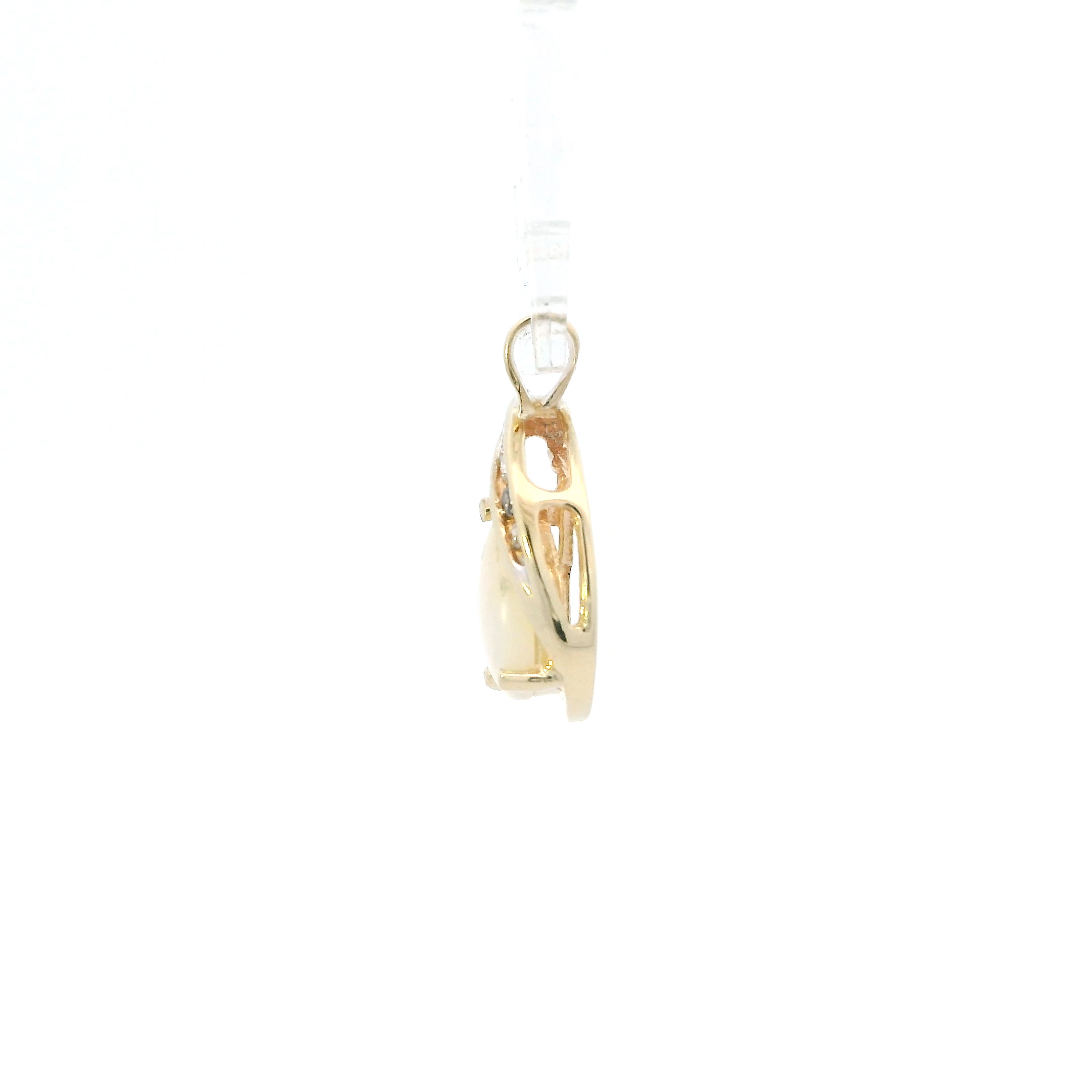 10K Yellow Gold Opal & Diamond Pendant - 0.06ct