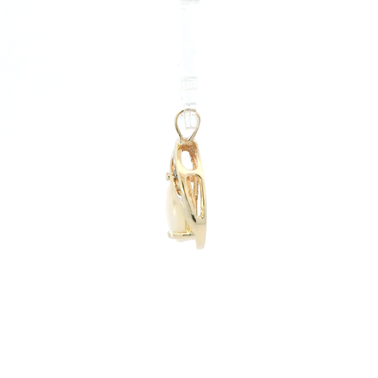10K Yellow Gold Opal & Diamond Pendant - 0.06ct